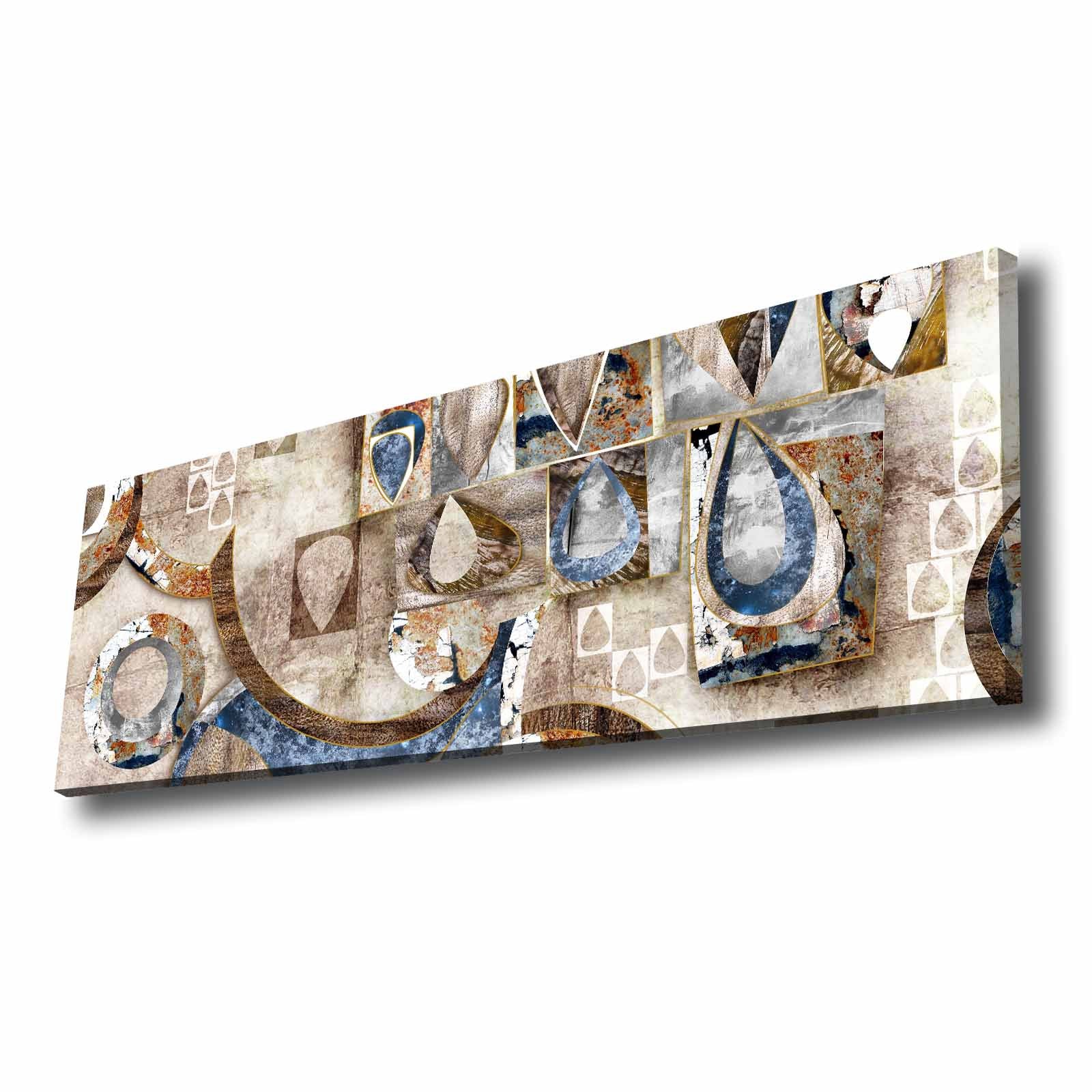 Quadro Decorativo em Tela Multicolor 30x90cm com Moldura de Pinho - Arte Moderna para Decoração de Interiores