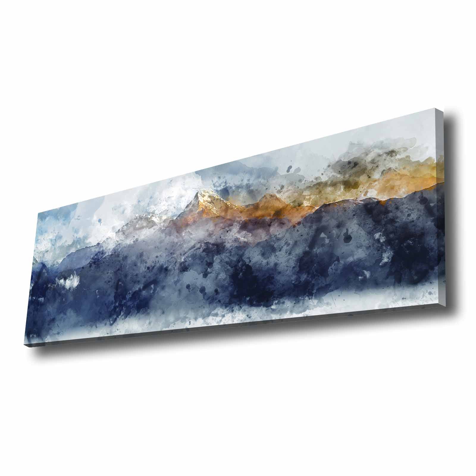 Quadro Decorativo em Tela Multicolor 30x90cm com Moldura de Pinho - Arte Moderna para Decoração de Interiores