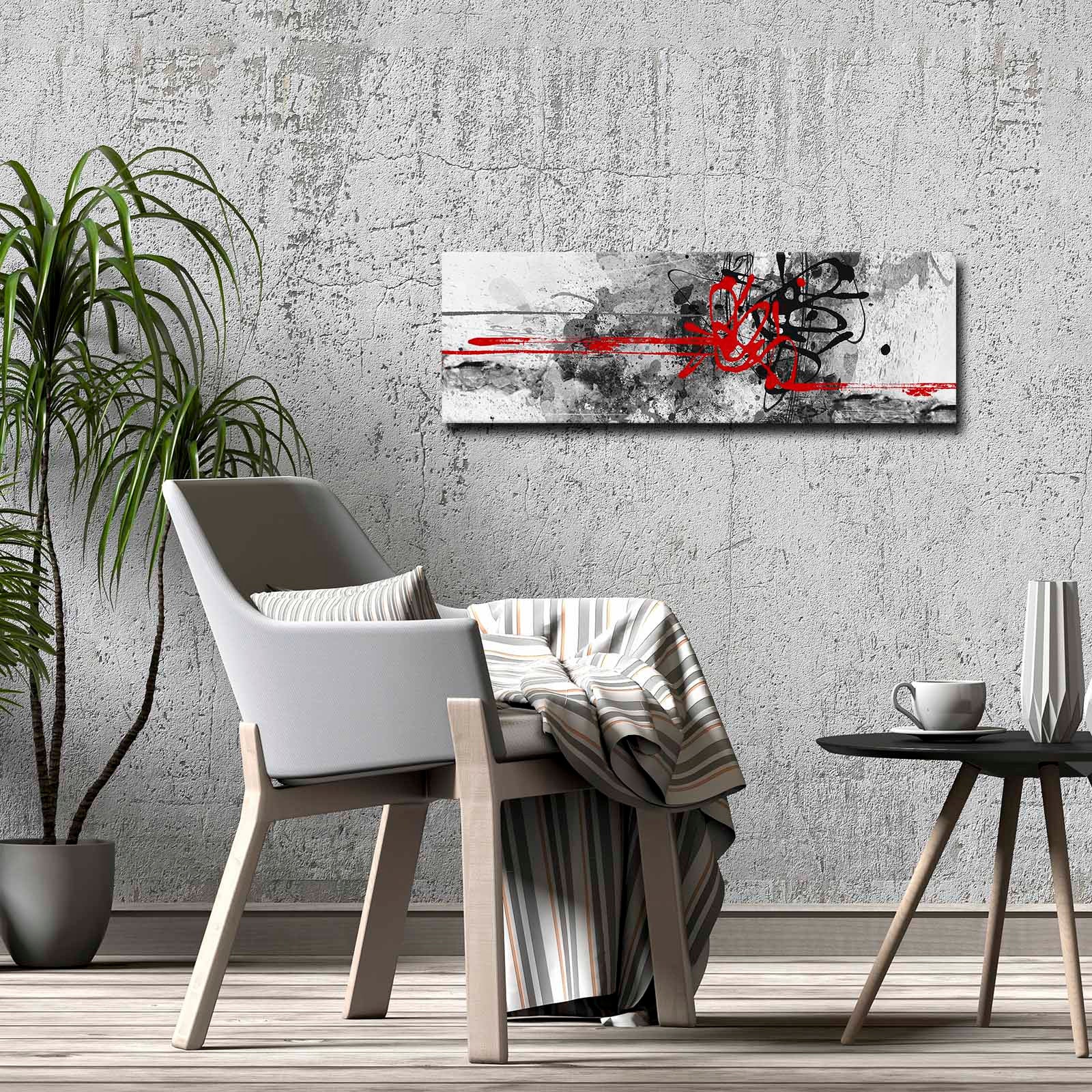 Quadro Decorativo em Tela Multicolor 30x90cm com Moldura de Pinho - Arte Moderna para Decoração de Interiores