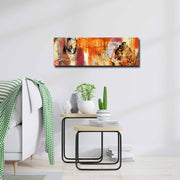 Quadro Decorativo em Tela Multicolor 30x90cm com Moldura de Pinho - Arte Moderna para Decoração de Interiores