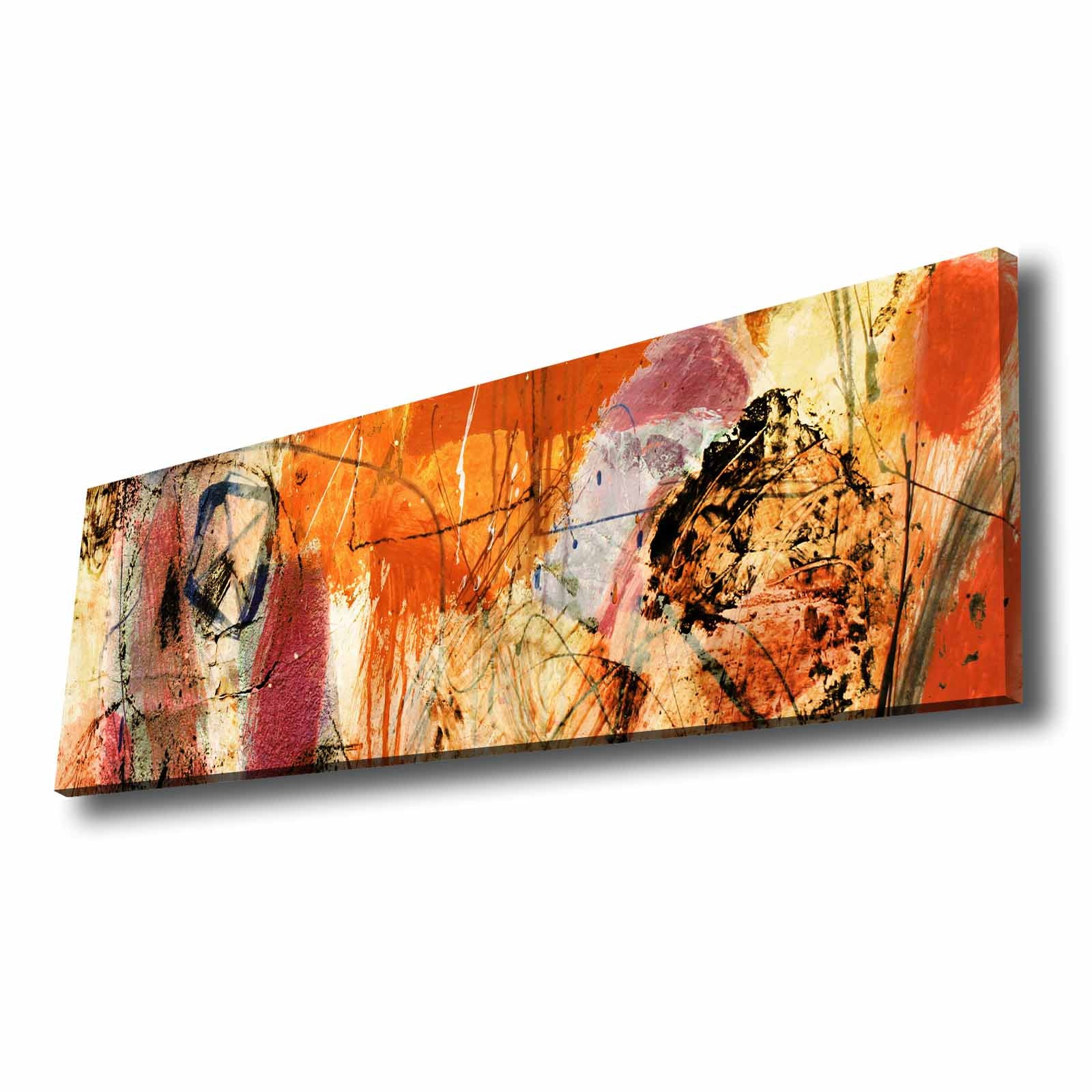 Quadro Decorativo em Tela Multicolor 30x90cm com Moldura de Pinho - Arte Moderna para Decoração de Interiores