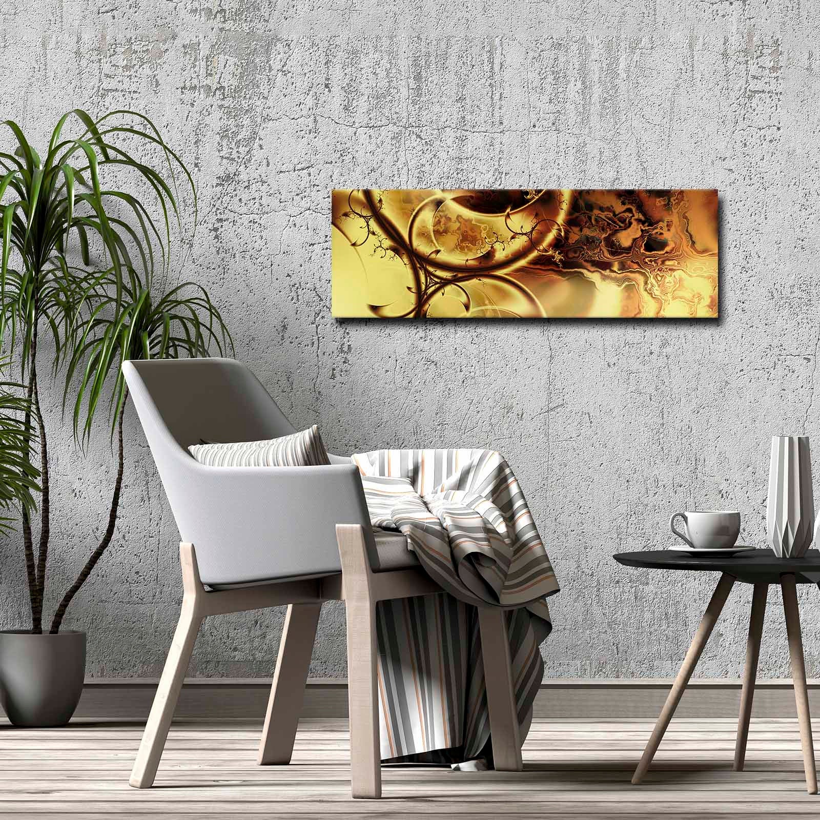Quadro Decorativo em Tela Multicolor 30x90cm com Moldura de Pinho - Arte Moderna para Decoração de Interiores