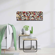 Quadro Decorativo em Tela Multicolor 30x90cm com Moldura de Pinho - Arte Moderna para Decoração de Interiores