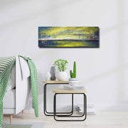 Quadro Decorativo em Tela Multicolor 30x90cm com Moldura de Pinho - Arte Moderna para Decoração de Interiores