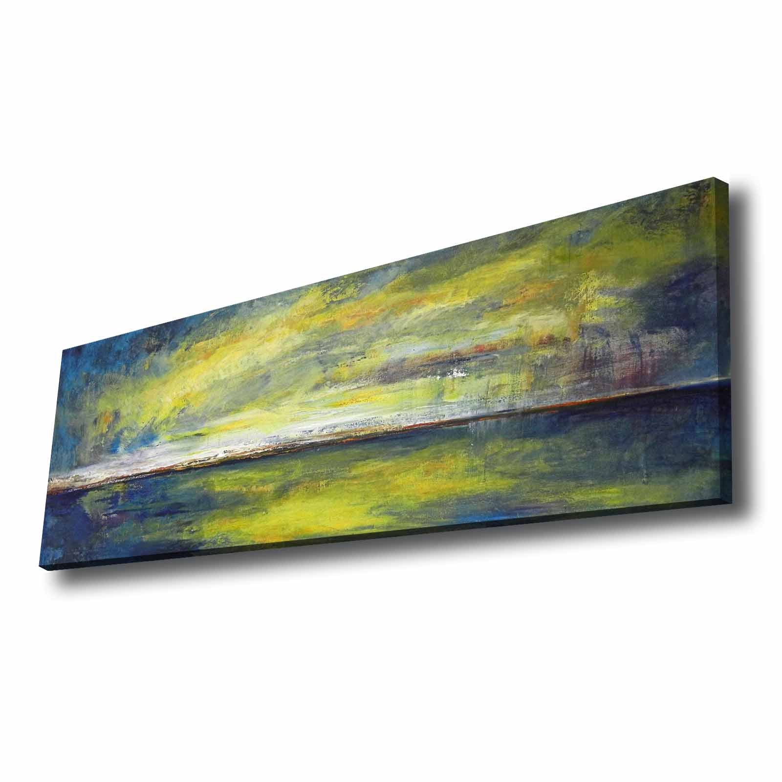 Quadro Decorativo em Tela Multicolor 30x90cm com Moldura de Pinho - Arte Moderna para Decoração de Interiores