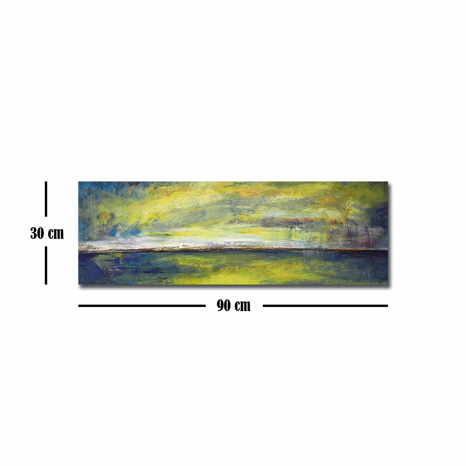 Quadro Decorativo em Tela Multicolor 30x90cm com Moldura de Pinho - Arte Moderna para Decoração de Interiores