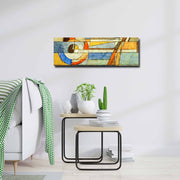 Quadro Decorativo em Tela Multicolor 30x90cm com Moldura de Pinho - Arte Moderna para Decoração de Interiores