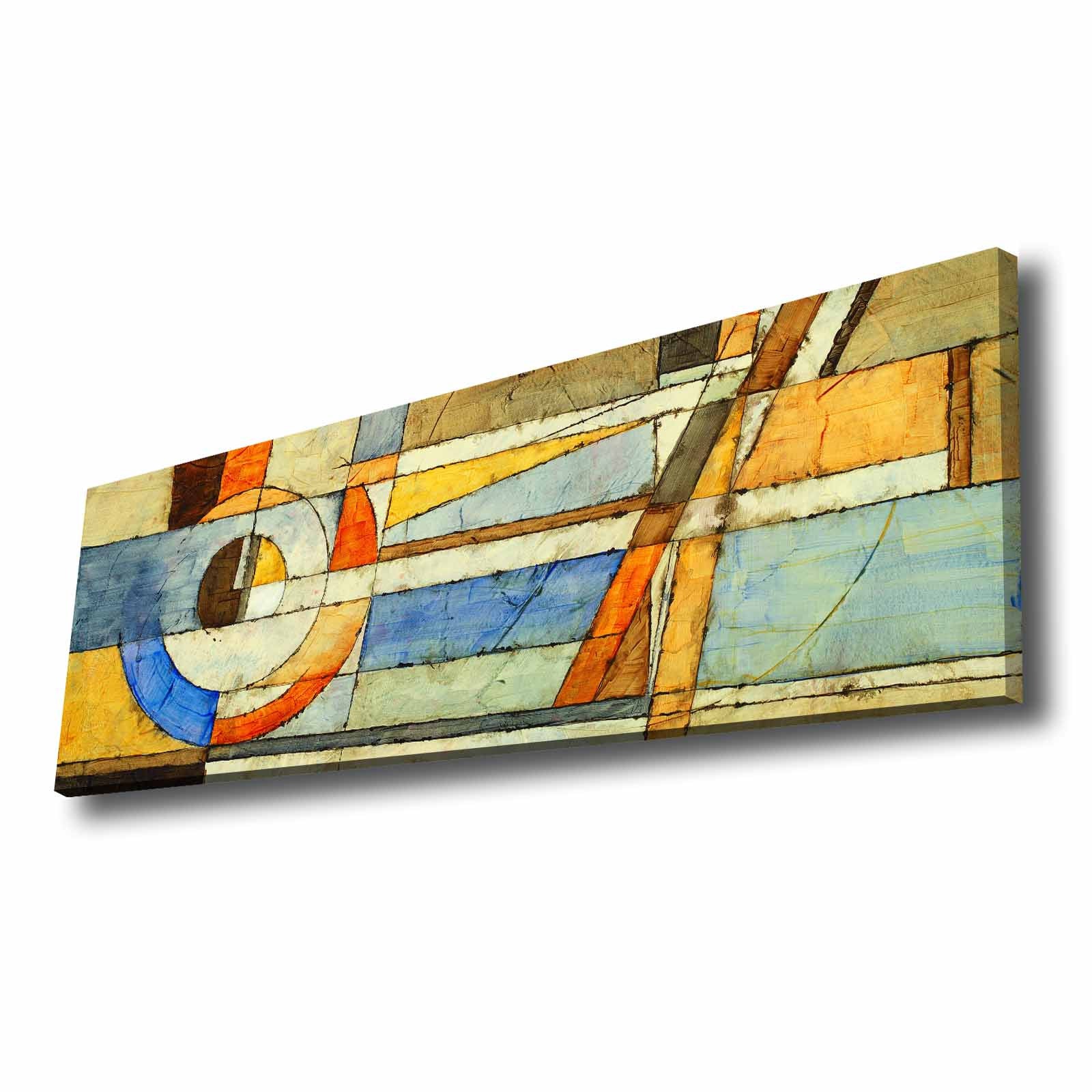 Quadro Decorativo em Tela Multicolor 30x90cm com Moldura de Pinho - Arte Moderna para Decoração de Interiores