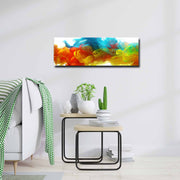 Quadro Decorativo em Tela Multicolor 30x90cm com Moldura de Pinho - Arte Moderna para Decoração de Interiores