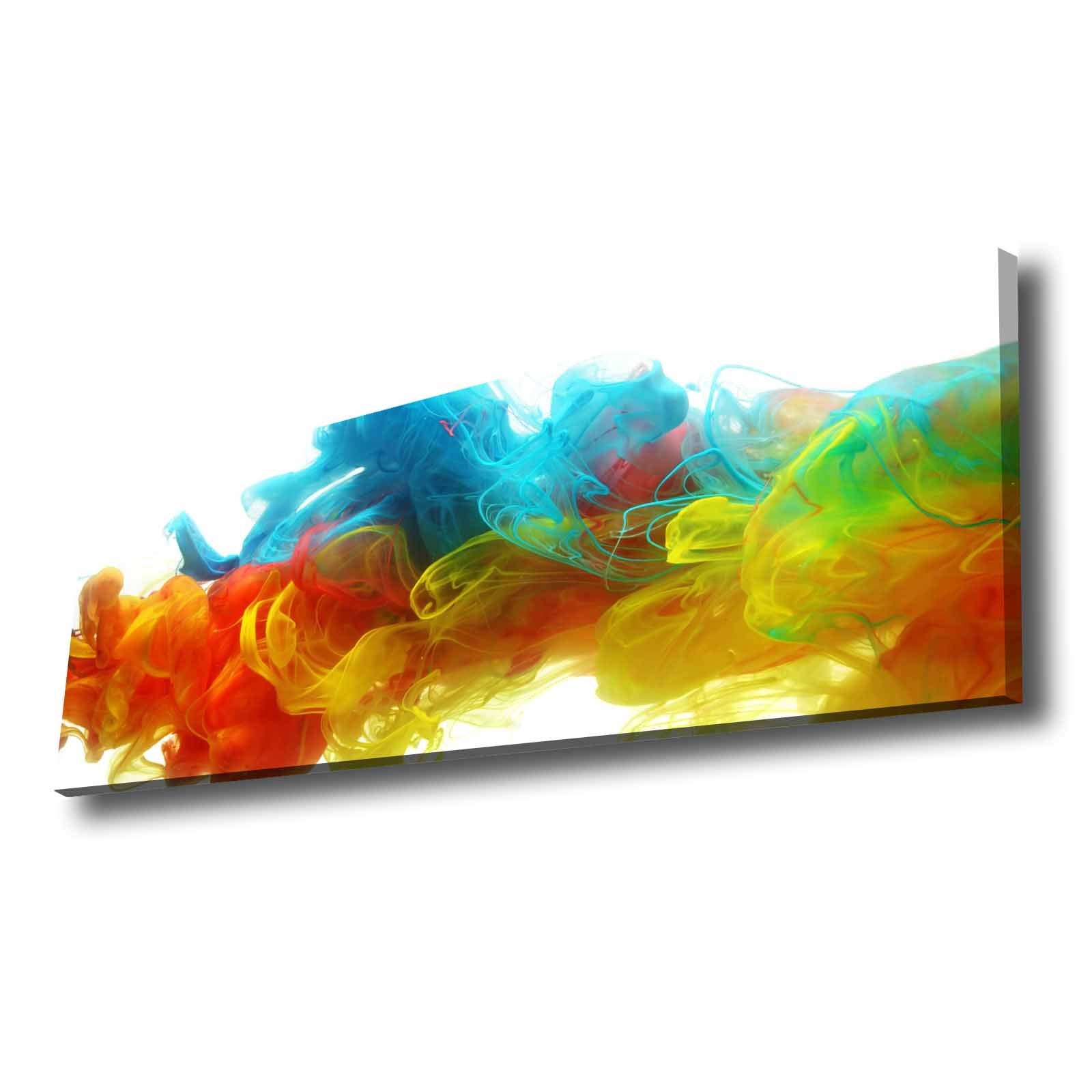 Quadro Decorativo em Tela Multicolor 30x90cm com Moldura de Pinho - Arte Moderna para Decoração de Interiores