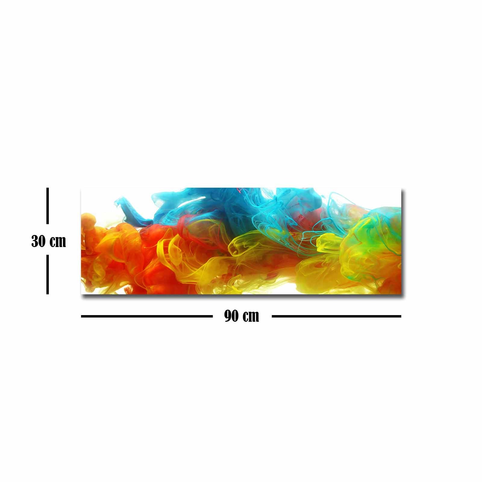 Quadro Decorativo em Tela Multicolor 30x90cm com Moldura de Pinho - Arte Moderna para Decoração de Interiores