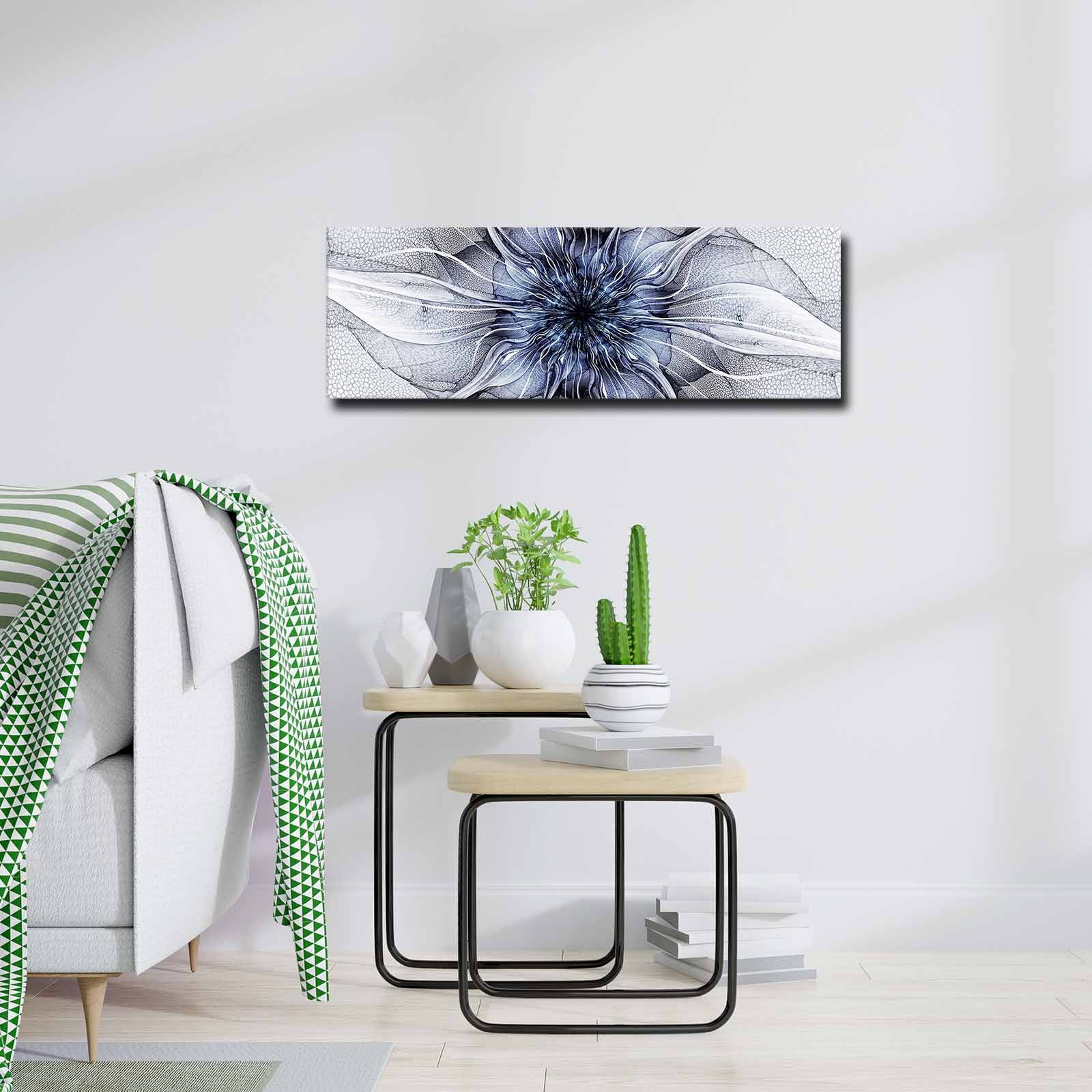 Quadro Decorativo em Tela Multicolor 30x90cm com Moldura de Pinho - Arte Moderna para Decoração de Interiores