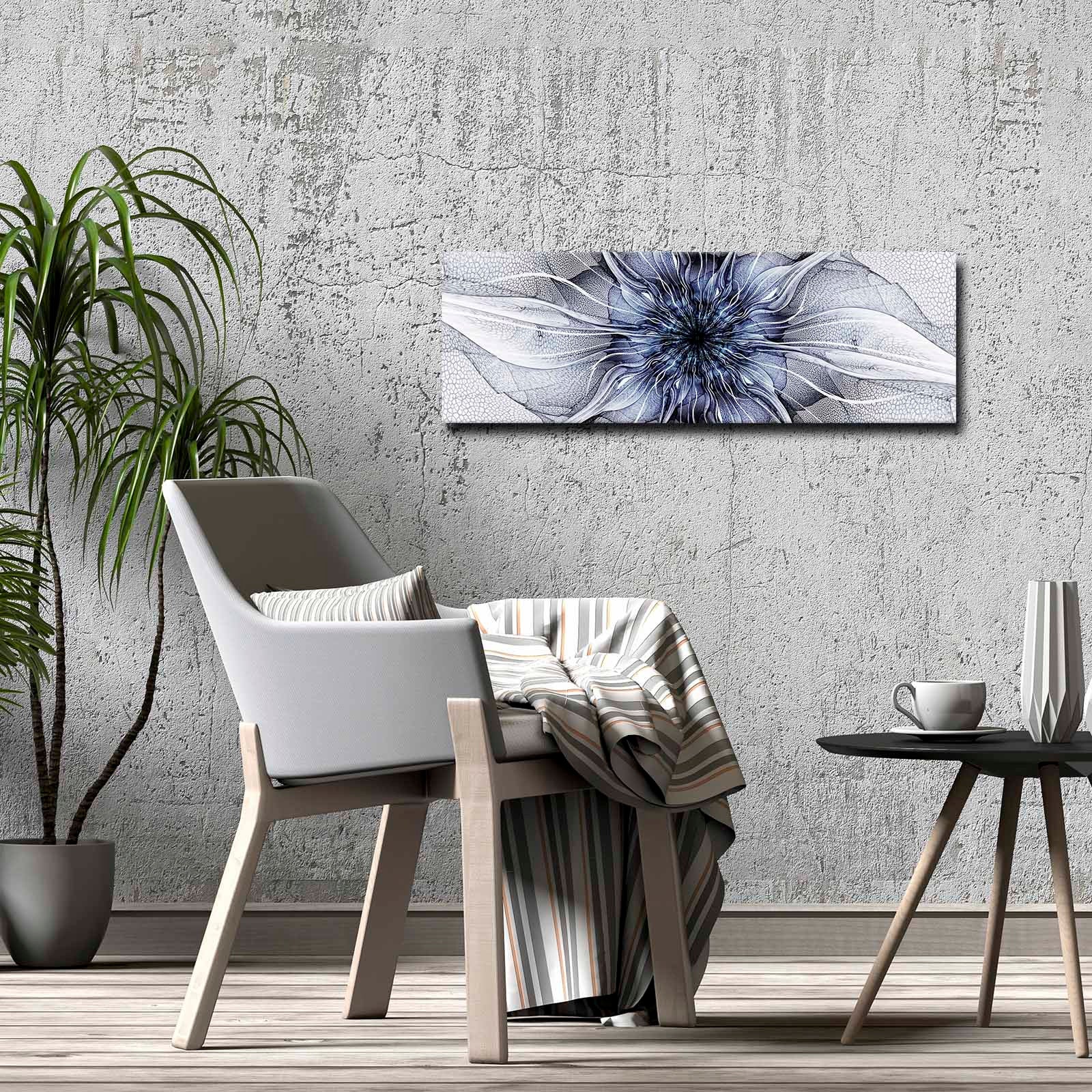 Quadro Decorativo em Tela Multicolor 30x90cm com Moldura de Pinho - Arte Moderna para Decoração de Interiores