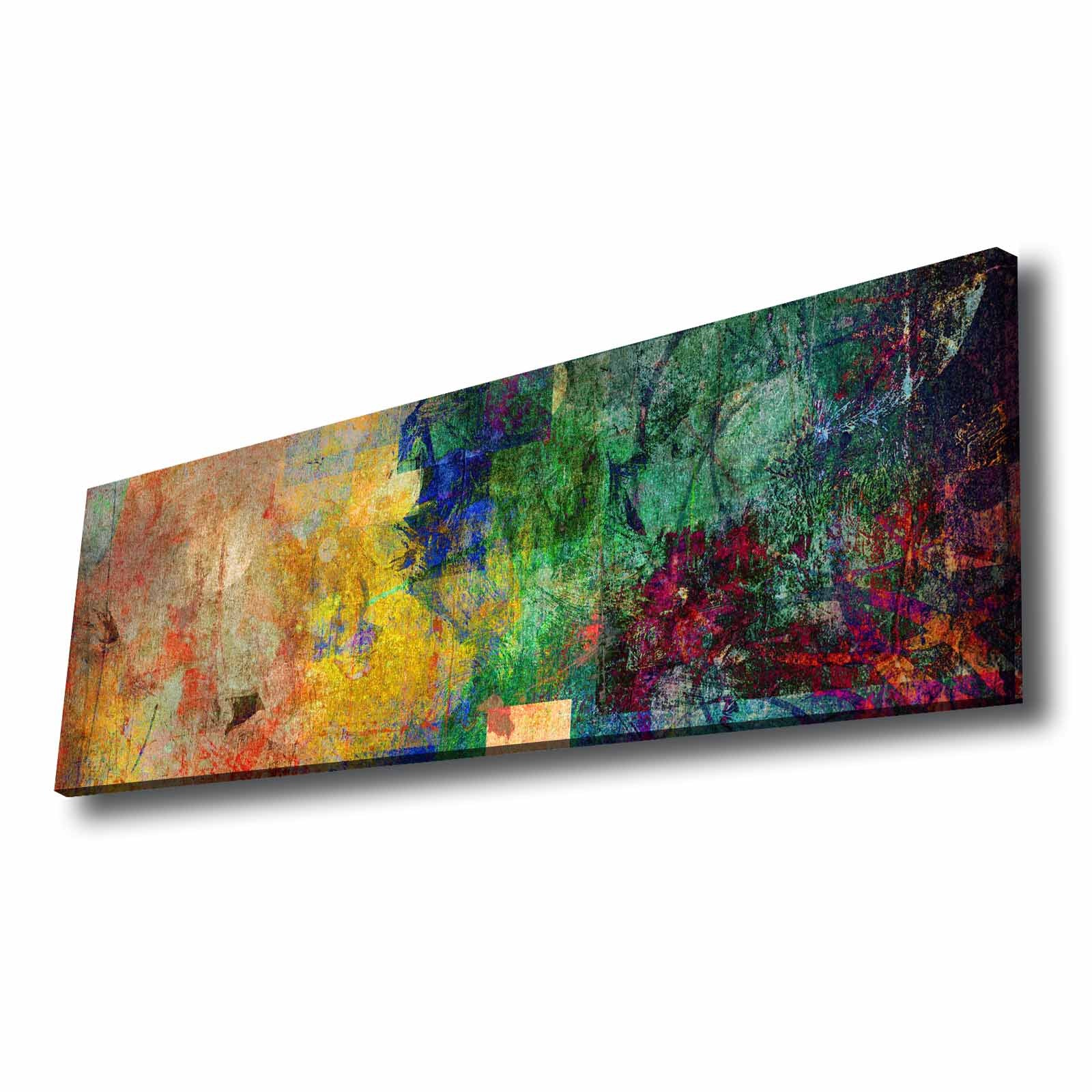 Quadro Decorativo em Tela Multicolor 30x90cm com Moldura de Pinho - Arte Moderna para Decoração de Interiores