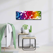 Quadro Decorativo em Tela Multicolor 30x90cm com Moldura de Pinho - Arte Moderna para Decoração de Interiores