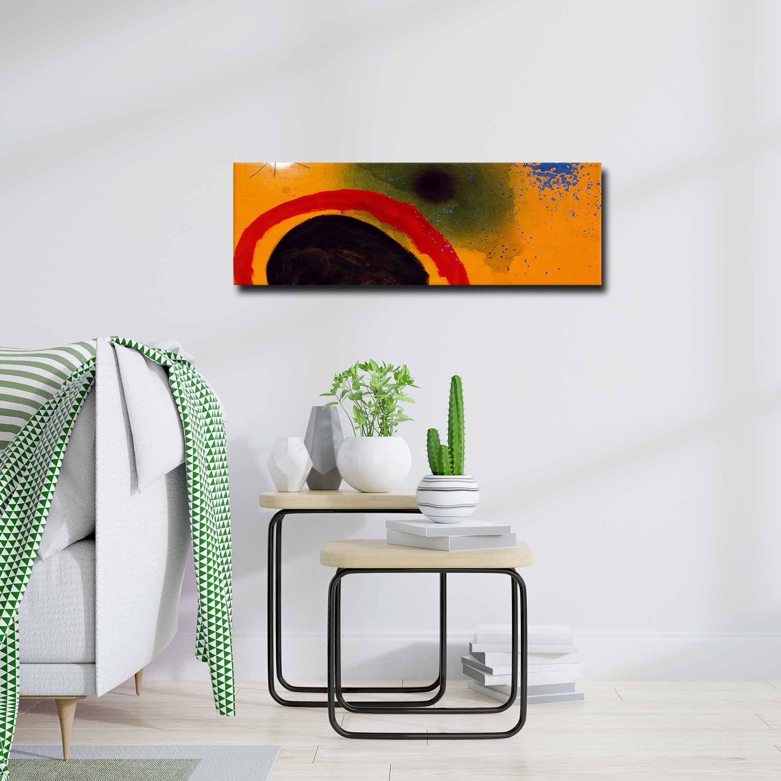 Quadro Decorativo em Tela Multicolor 30x90cm com Moldura de Pinho - Arte Moderna para Decoração de Interiores