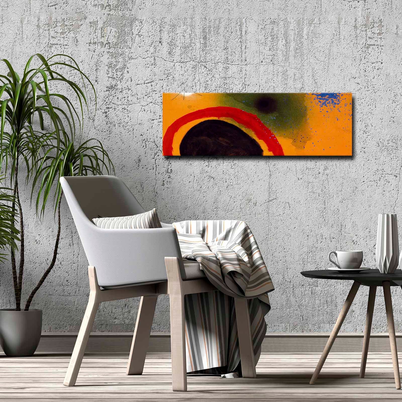 Quadro Decorativo em Tela Multicolor 30x90cm com Moldura de Pinho - Arte Moderna para Decoração de Interiores