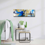 Quadro Decorativo em Tela Multicolor 30x90cm com Moldura de Pinho - Arte Moderna para Decoração de Interiores