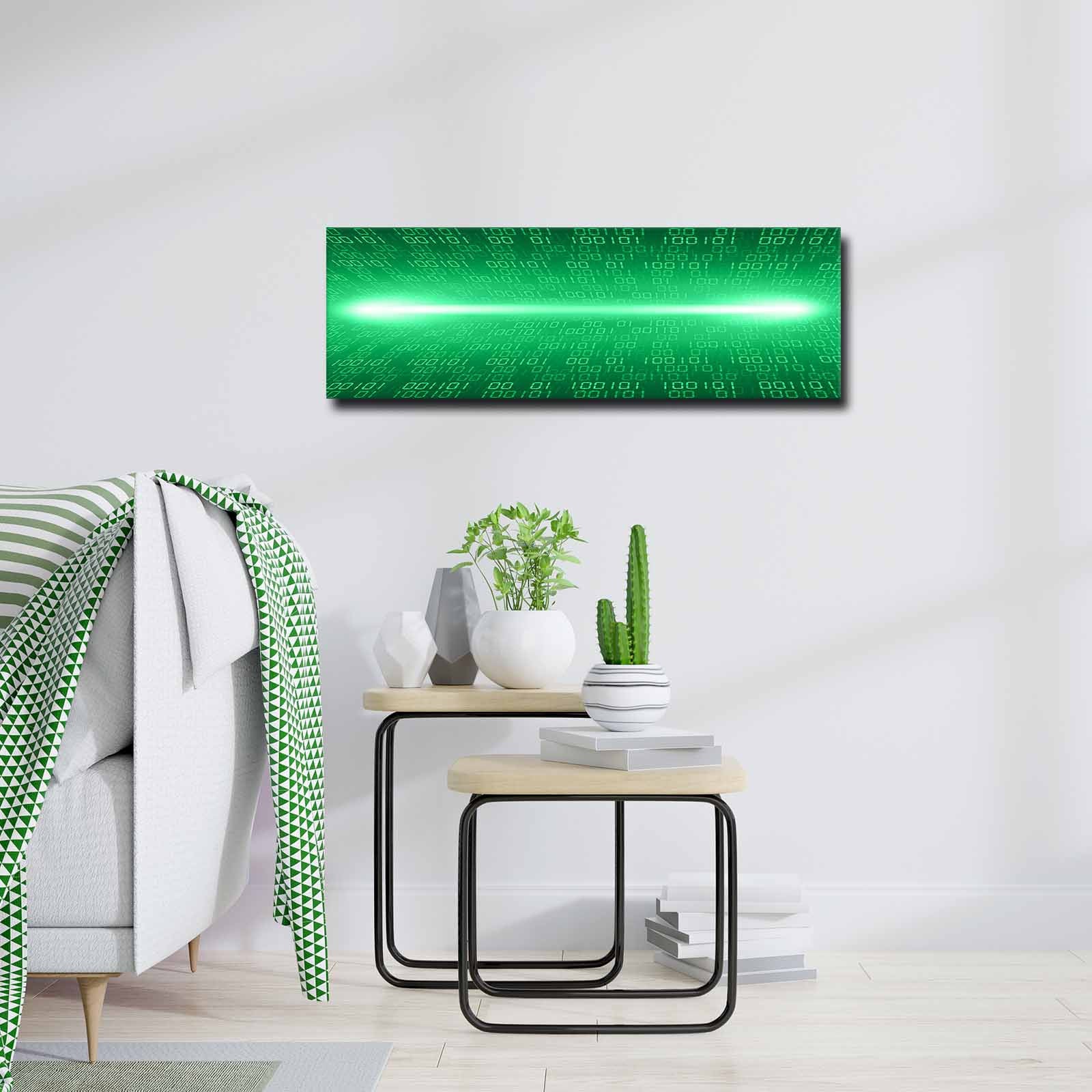 Quadro Decorativo em Tela Multicolor 30x90cm com Moldura de Pinho - Arte Moderna para Decoração de Interiores