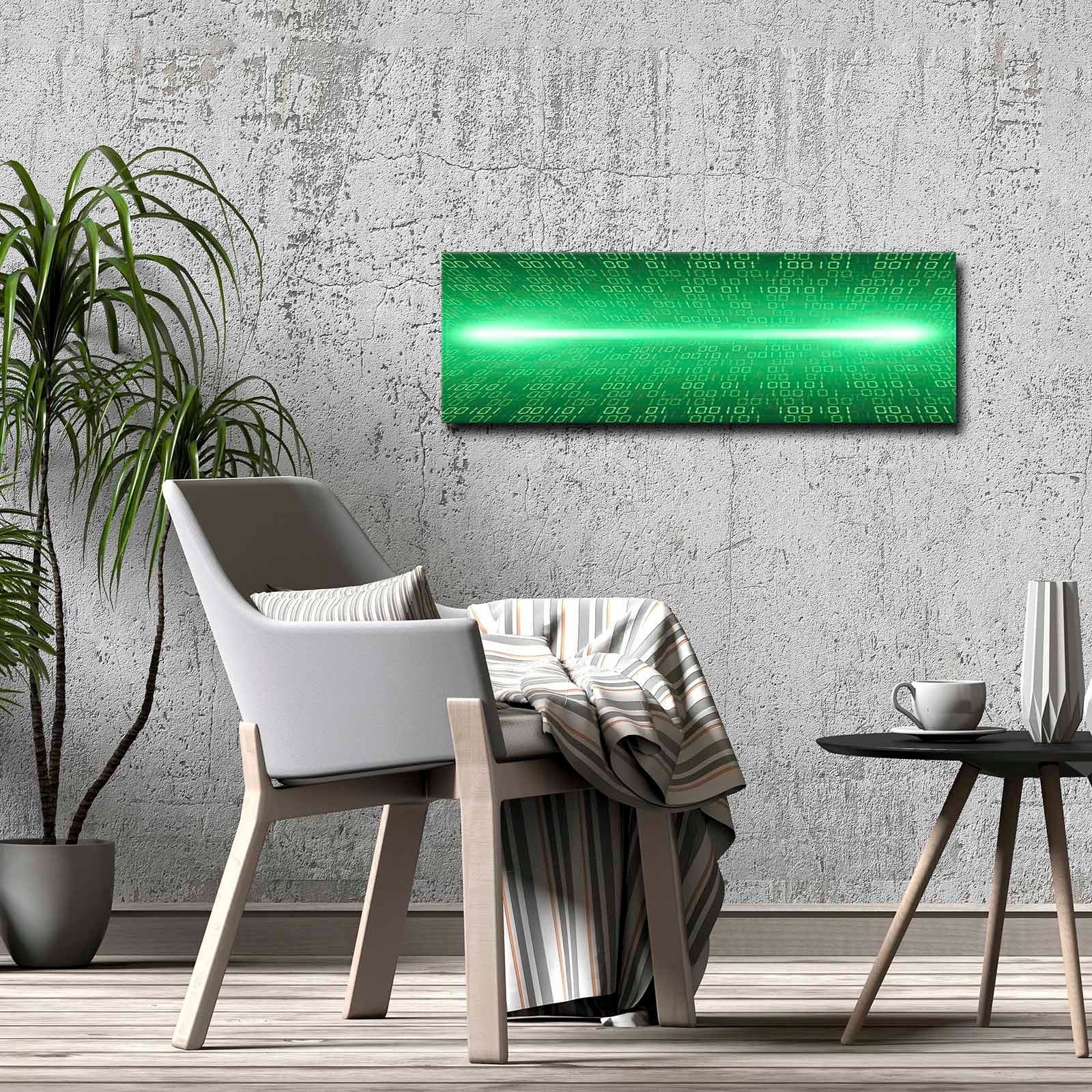 Quadro Decorativo em Tela Multicolor 30x90cm com Moldura de Pinho - Arte Moderna para Decoração de Interiores