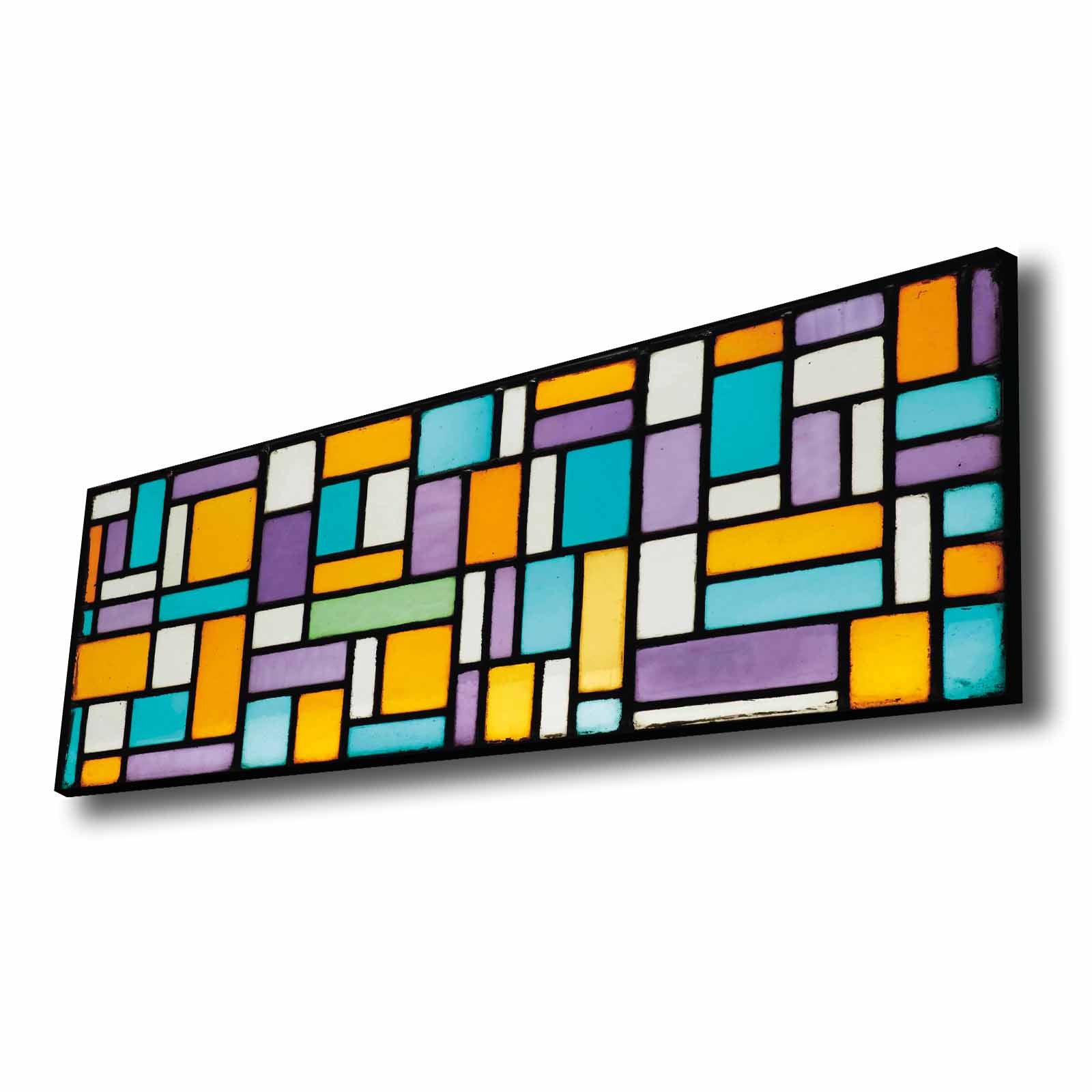 Quadro Decorativo em Tela Multicolor 30x90cm com Moldura de Pinho - Arte Moderna para Decoração de Interiores