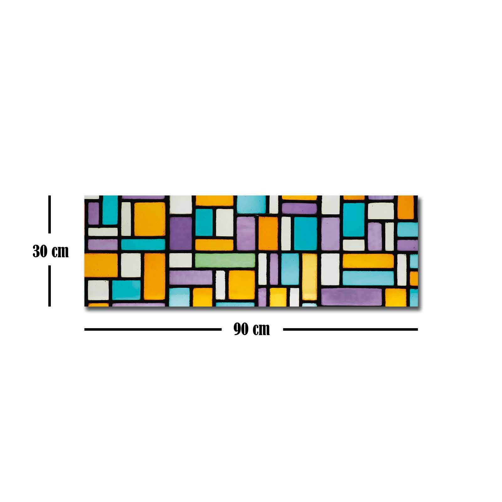 Quadro Decorativo em Tela Multicolor 30x90cm com Moldura de Pinho - Arte Moderna para Decoração de Interiores