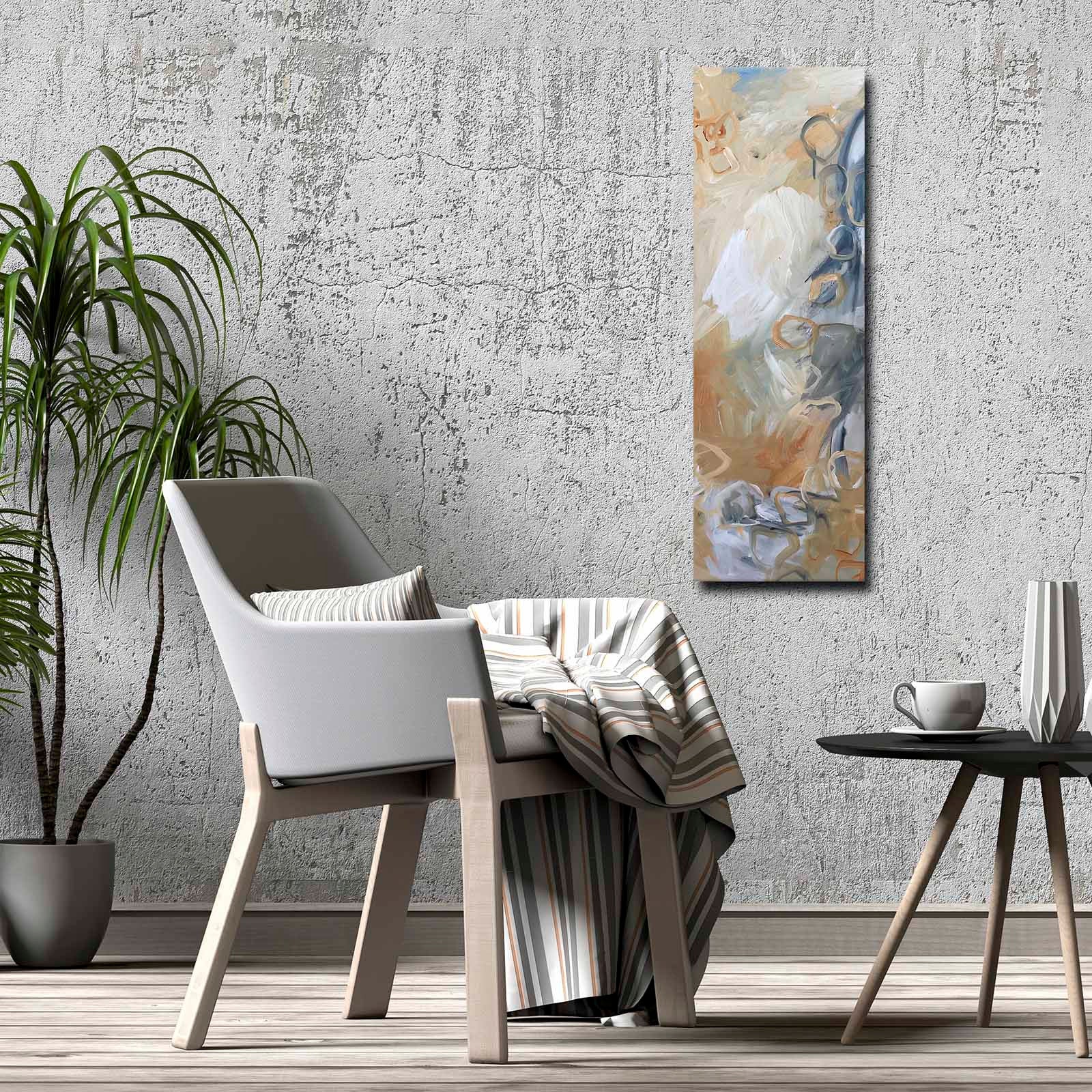 Quadro Decorativo em Tela Multicolor 30x90cm com Moldura de Pinho - Arte Moderna para Decoração de Interiores