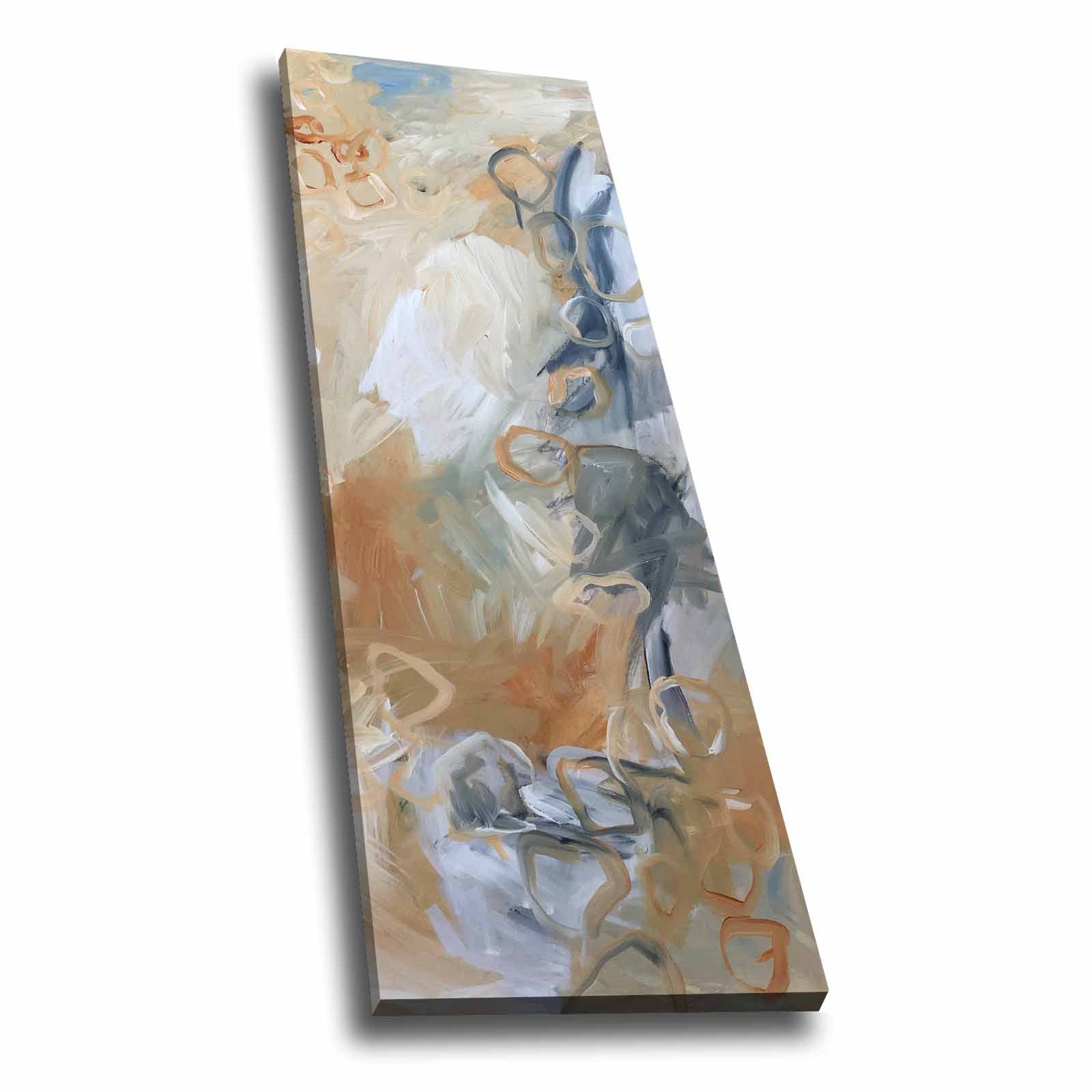 Quadro Decorativo em Tela Multicolor 30x90cm com Moldura de Pinho - Arte Moderna para Decoração de Interiores