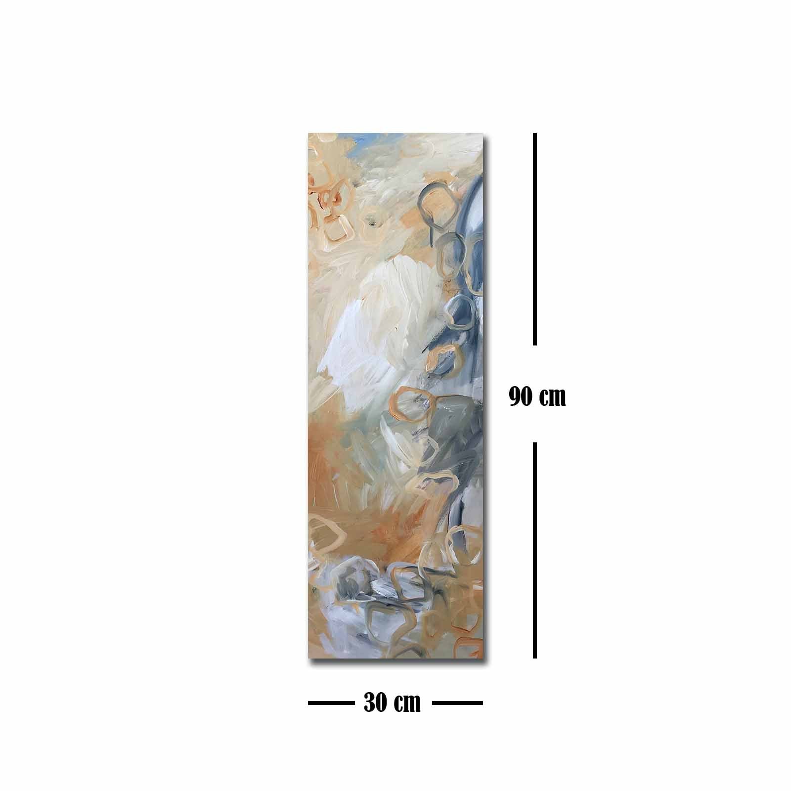 Quadro Decorativo em Tela Multicolor 30x90cm com Moldura de Pinho - Arte Moderna para Decoração de Interiores
