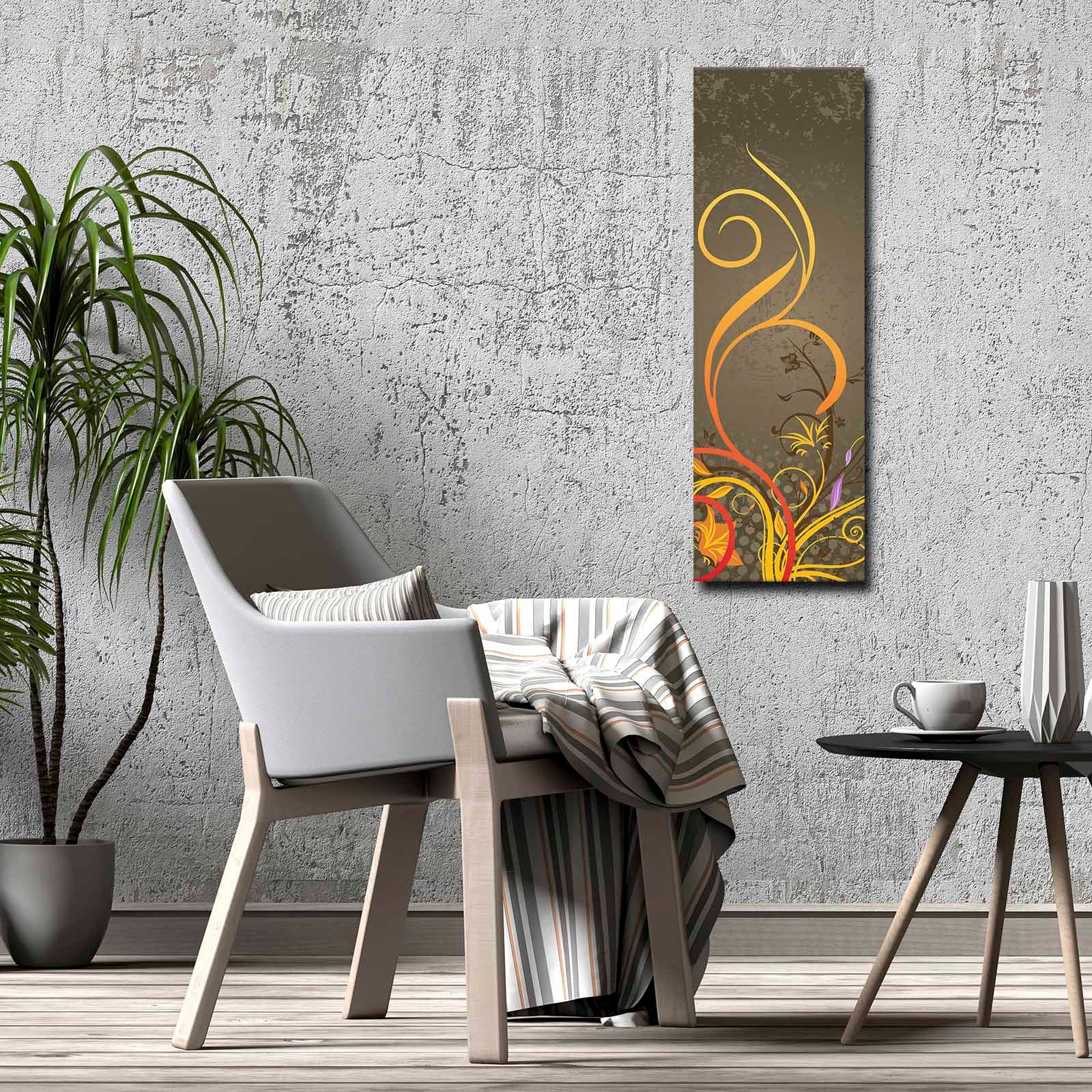 Quadro Decorativo em Tela Multicolor 30x90cm com Moldura de Pinho - Arte Moderna para Decoração de Interiores