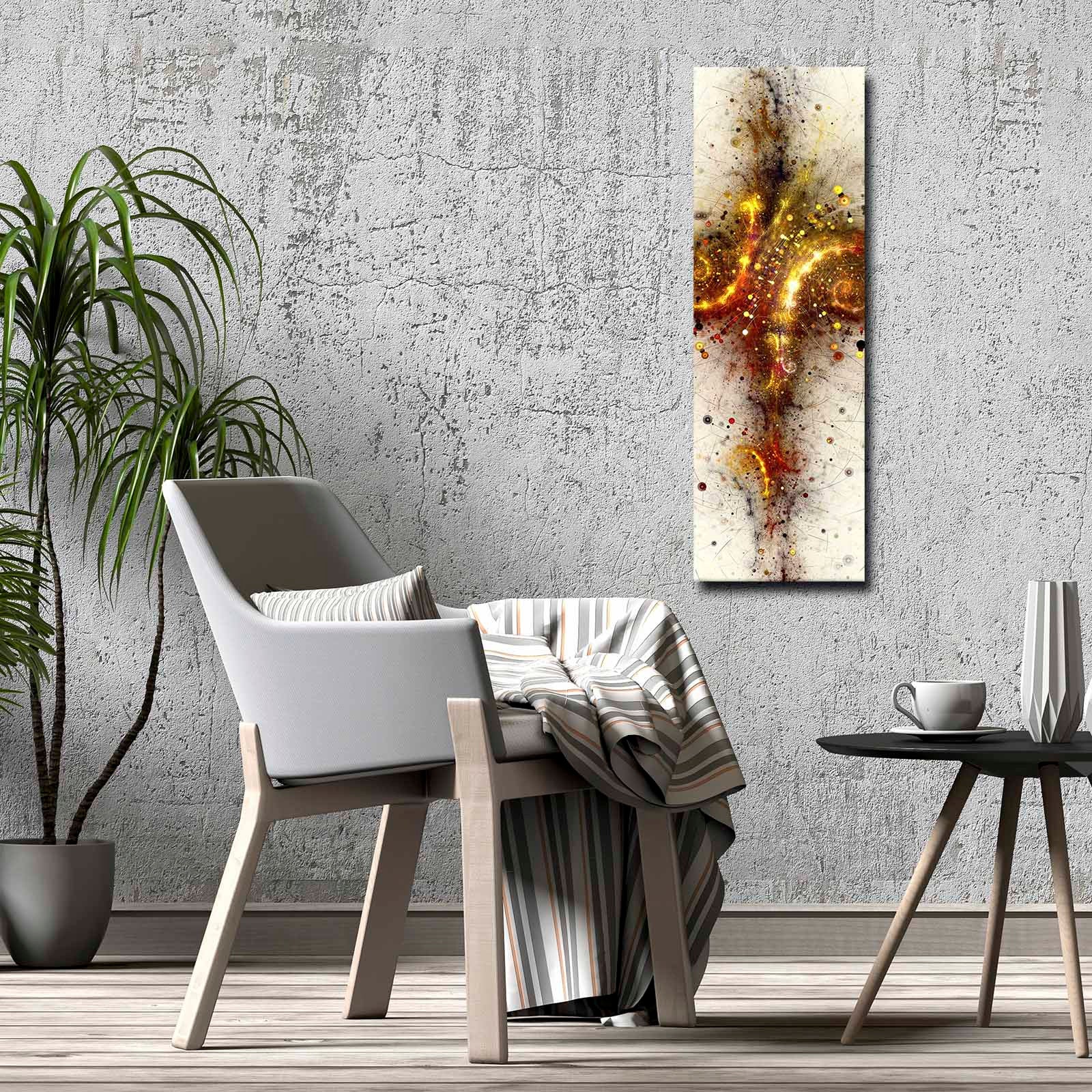Quadro Decorativo em Tela Multicolor 30x90cm com Moldura de Pinho - Arte Moderna para Decoração de Interiores
