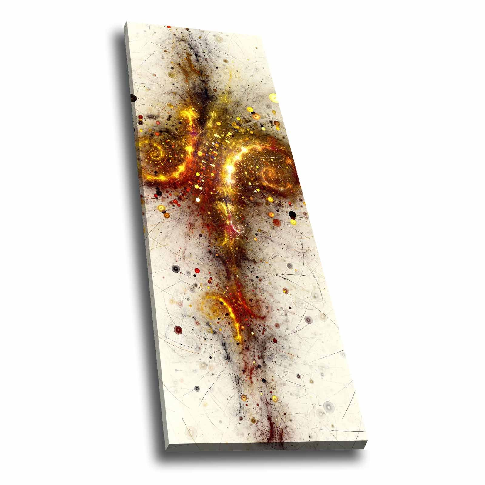 Quadro Decorativo em Tela Multicolor 30x90cm com Moldura de Pinho - Arte Moderna para Decoração de Interiores