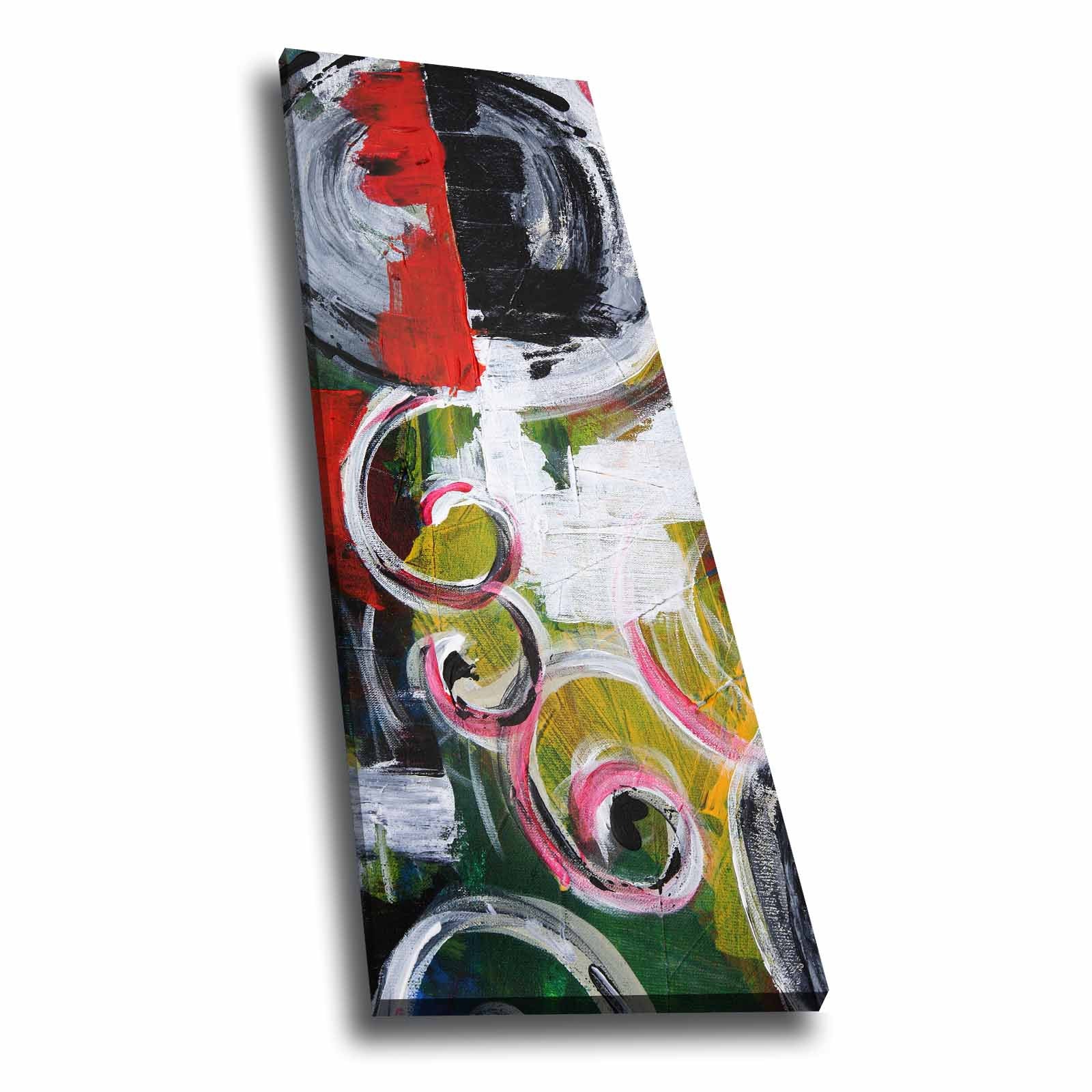 Quadro Decorativo em Tela Multicolor 30x90cm com Moldura de Pinho - Arte Moderna para Decoração de Interiores