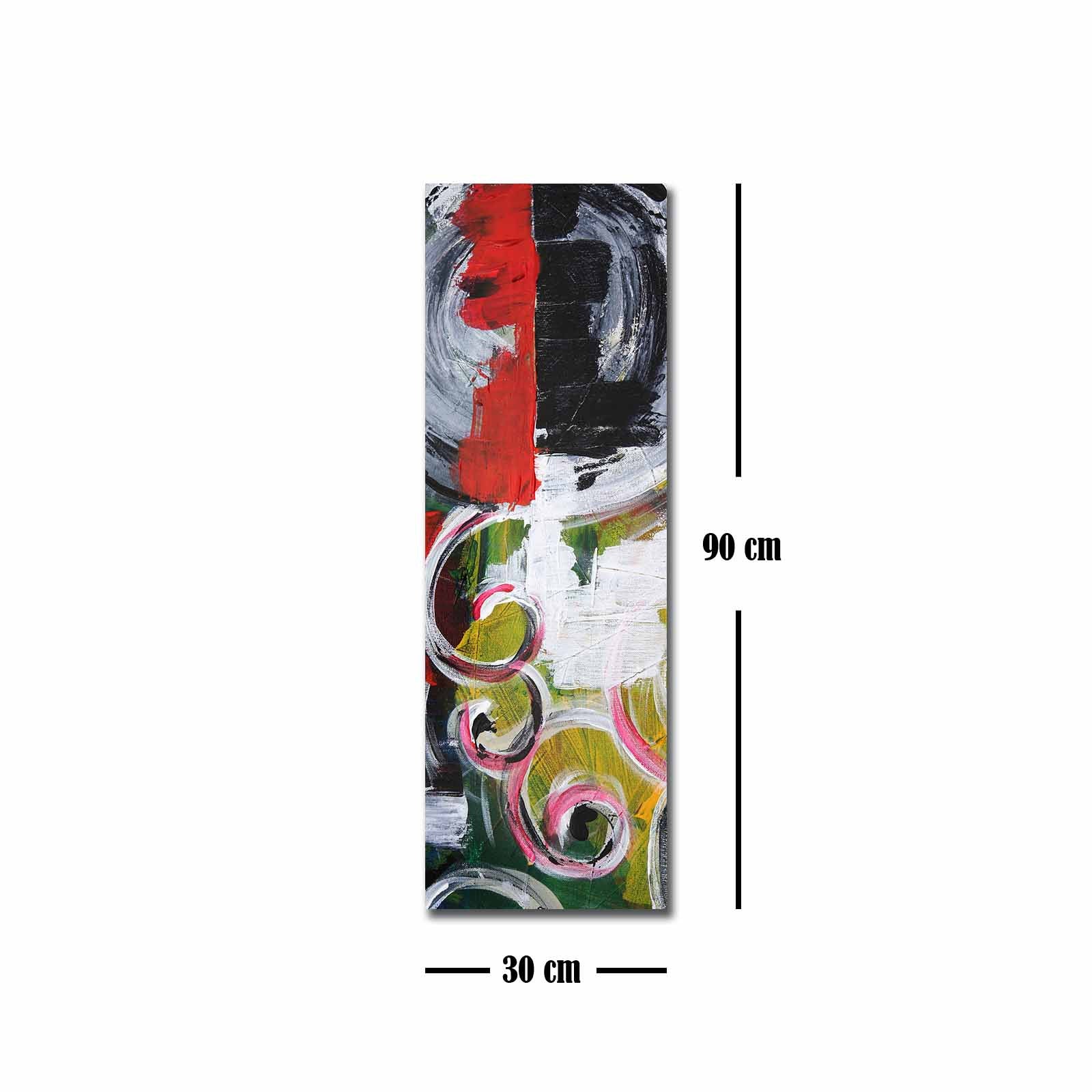 Quadro Decorativo em Tela Multicolor 30x90cm com Moldura de Pinho - Arte Moderna para Decoração de Interiores