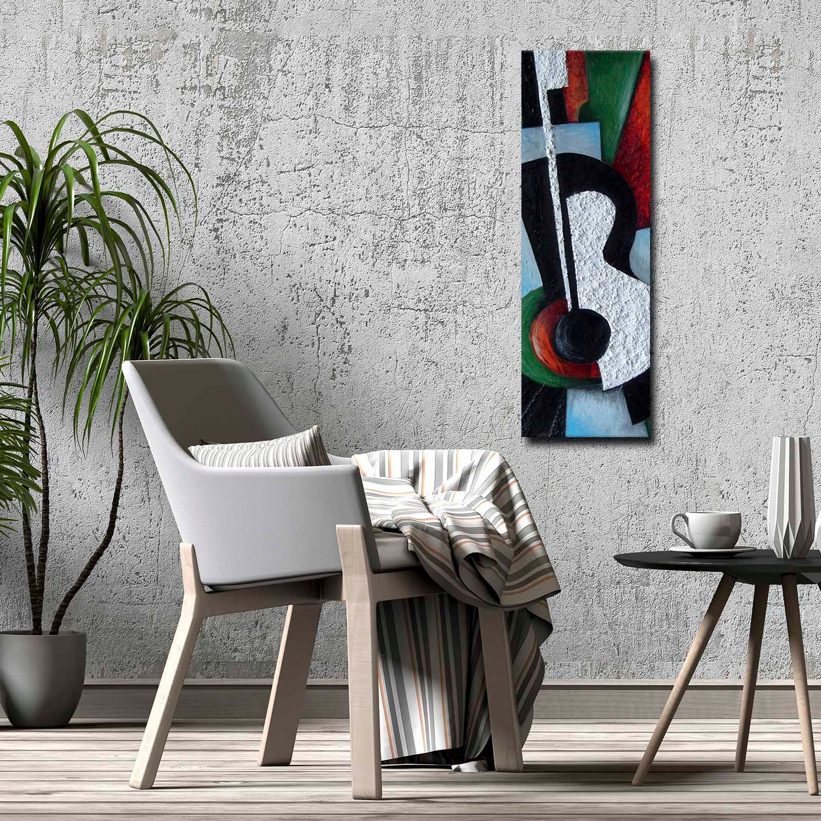 Quadro Decorativo em Tela Multicolor 30x90cm com Moldura de Pinho - Arte Moderna para Decoração de Interiores