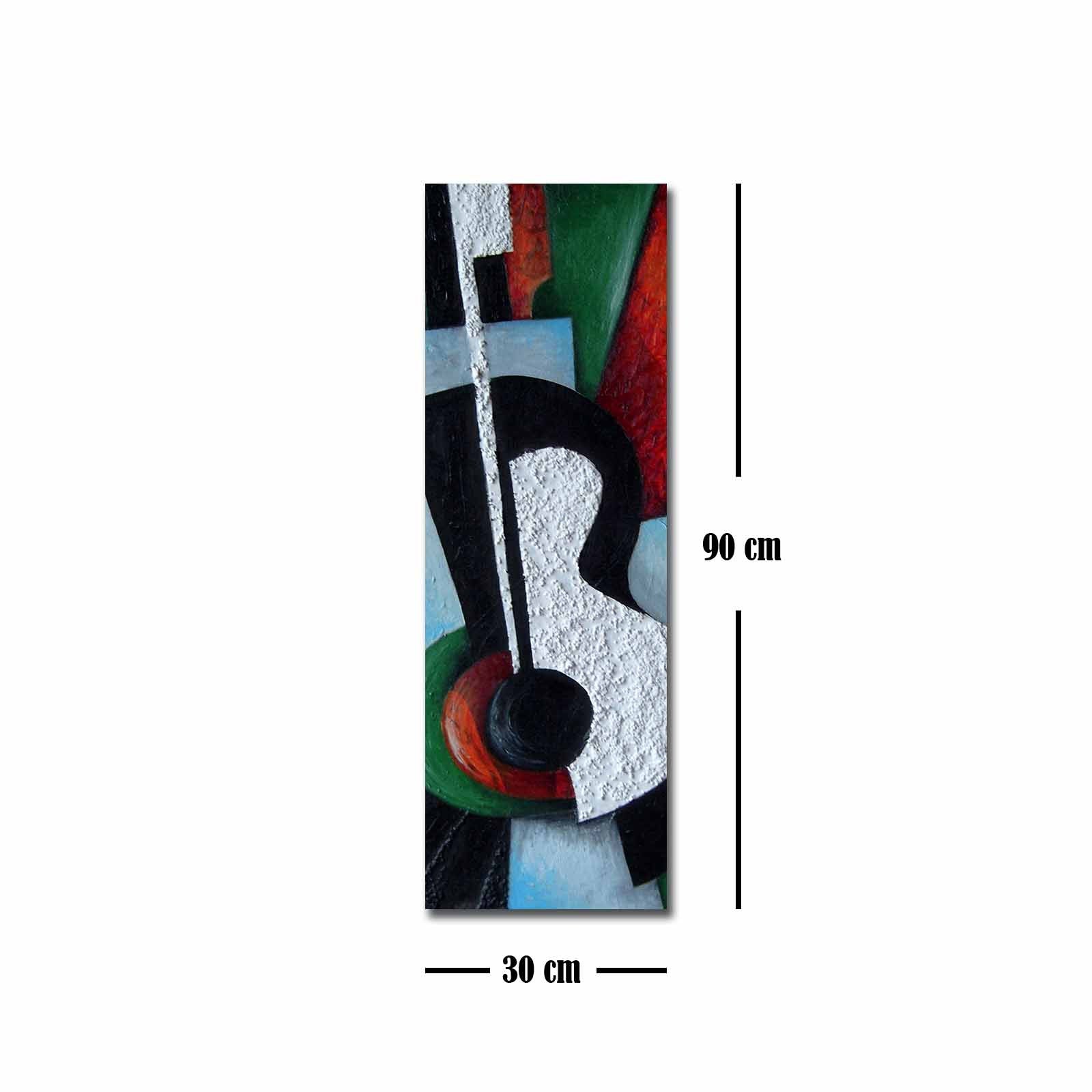 Quadro Decorativo em Tela Multicolor 30x90cm com Moldura de Pinho - Arte Moderna para Decoração de Interiores