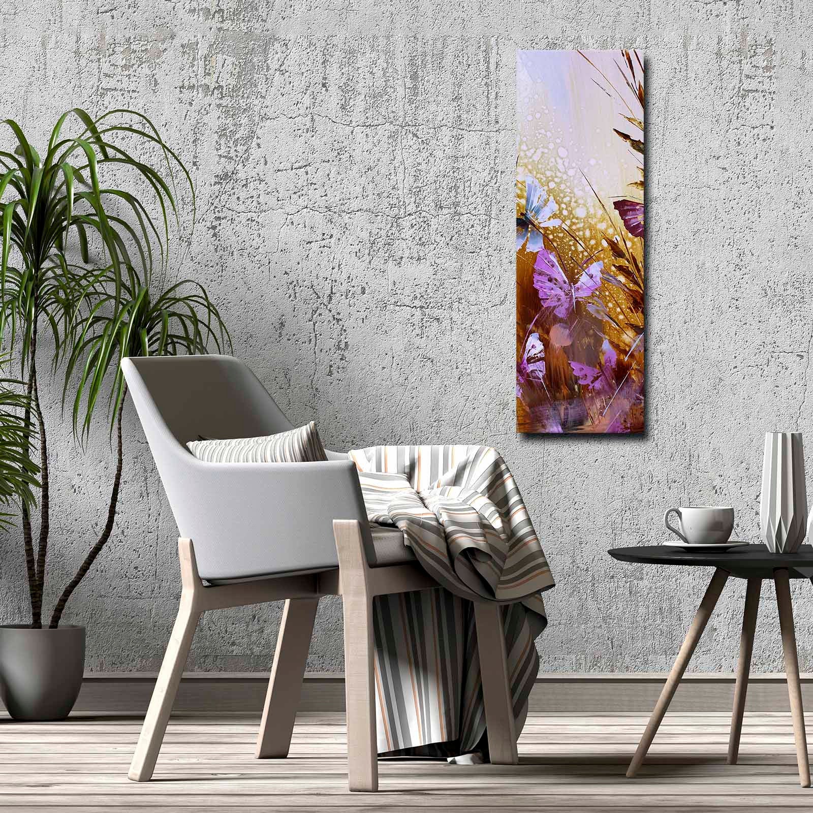 Quadro Decorativo em Tela Multicolor 30x90cm com Moldura de Pinho - Arte Moderna para Decoração de Interiores