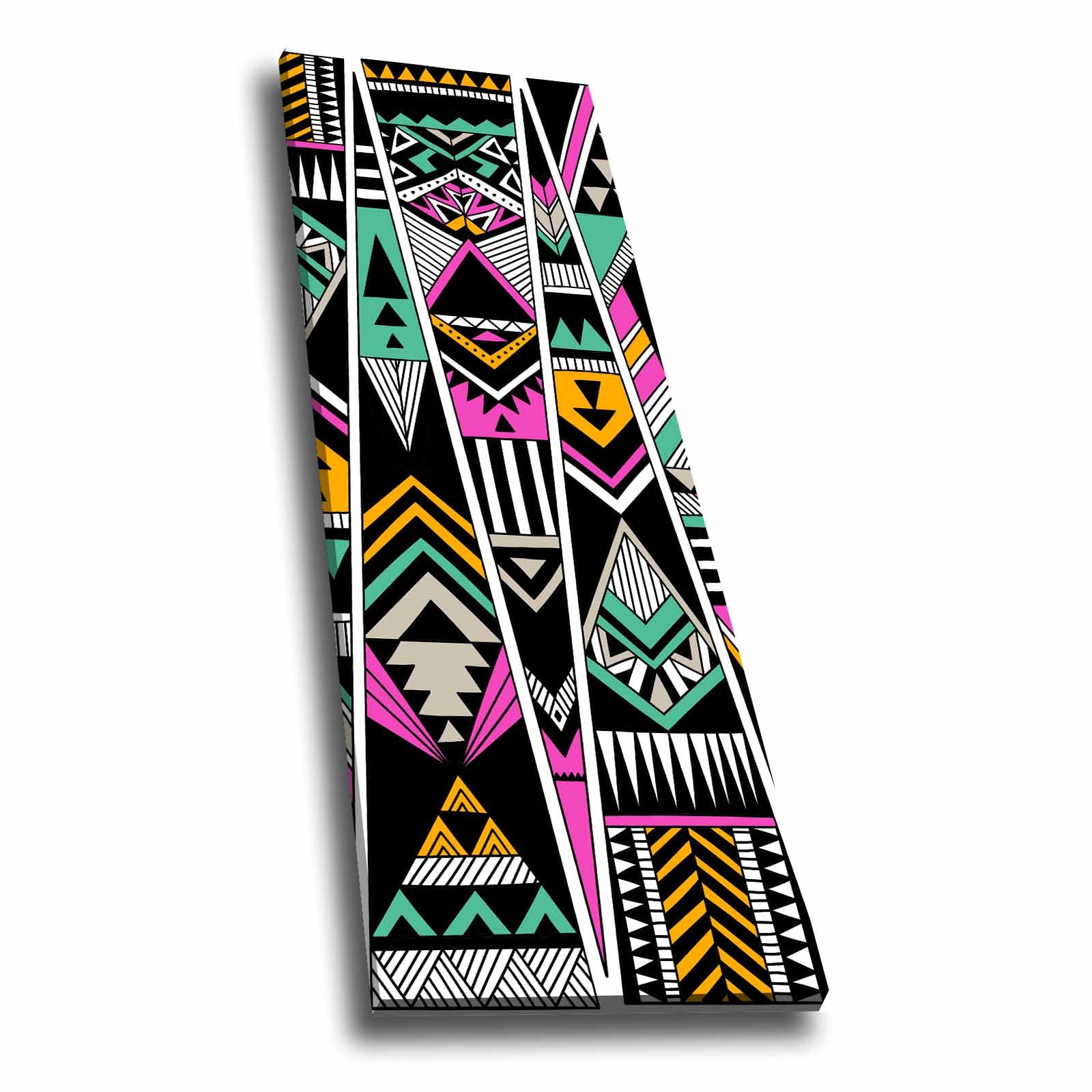 Quadro Decorativo em Tela Multicolor 30x90cm com Moldura de Pinho - Arte Moderna para Decoração de Interiores