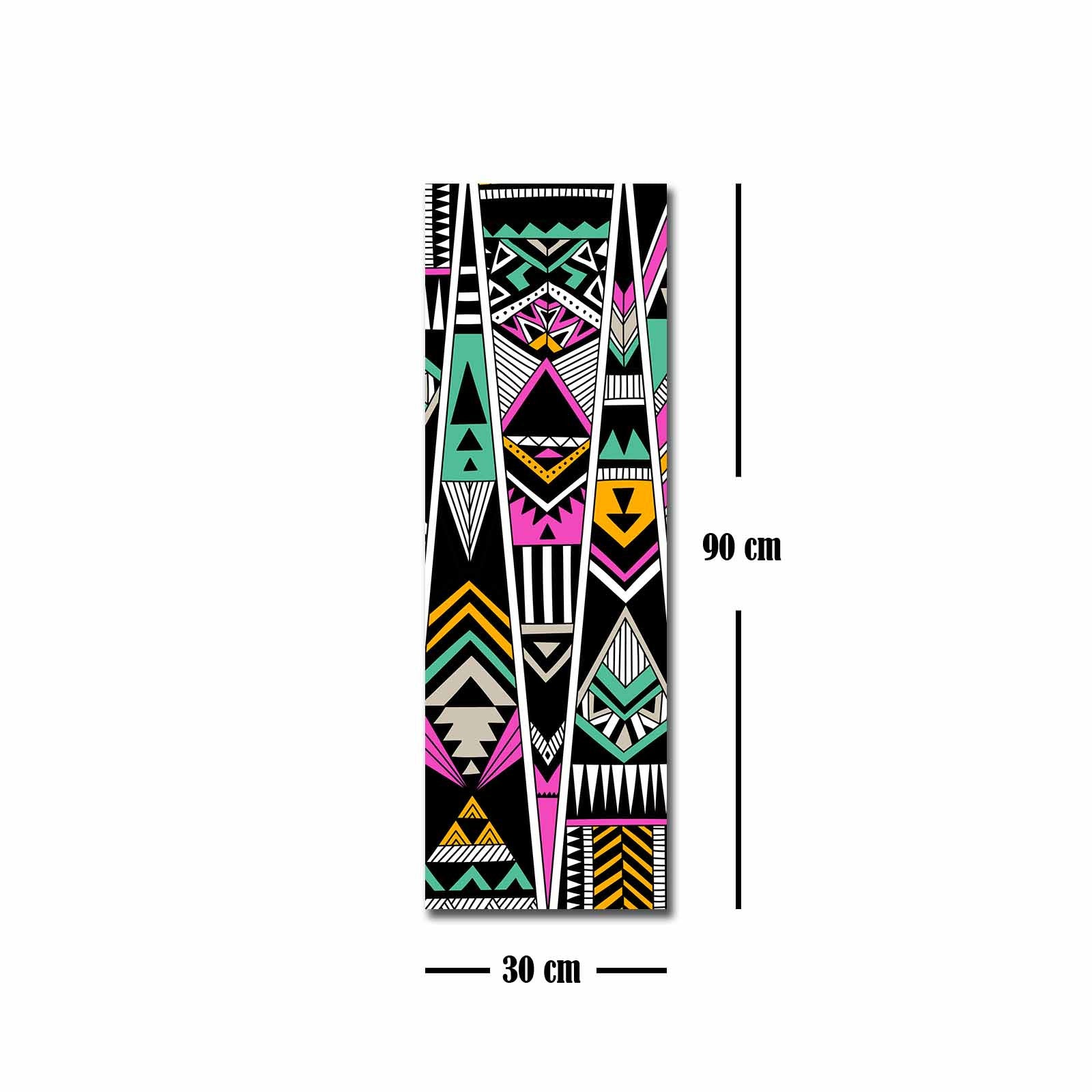 Quadro Decorativo em Tela Multicolor 30x90cm com Moldura de Pinho - Arte Moderna para Decoração de Interiores