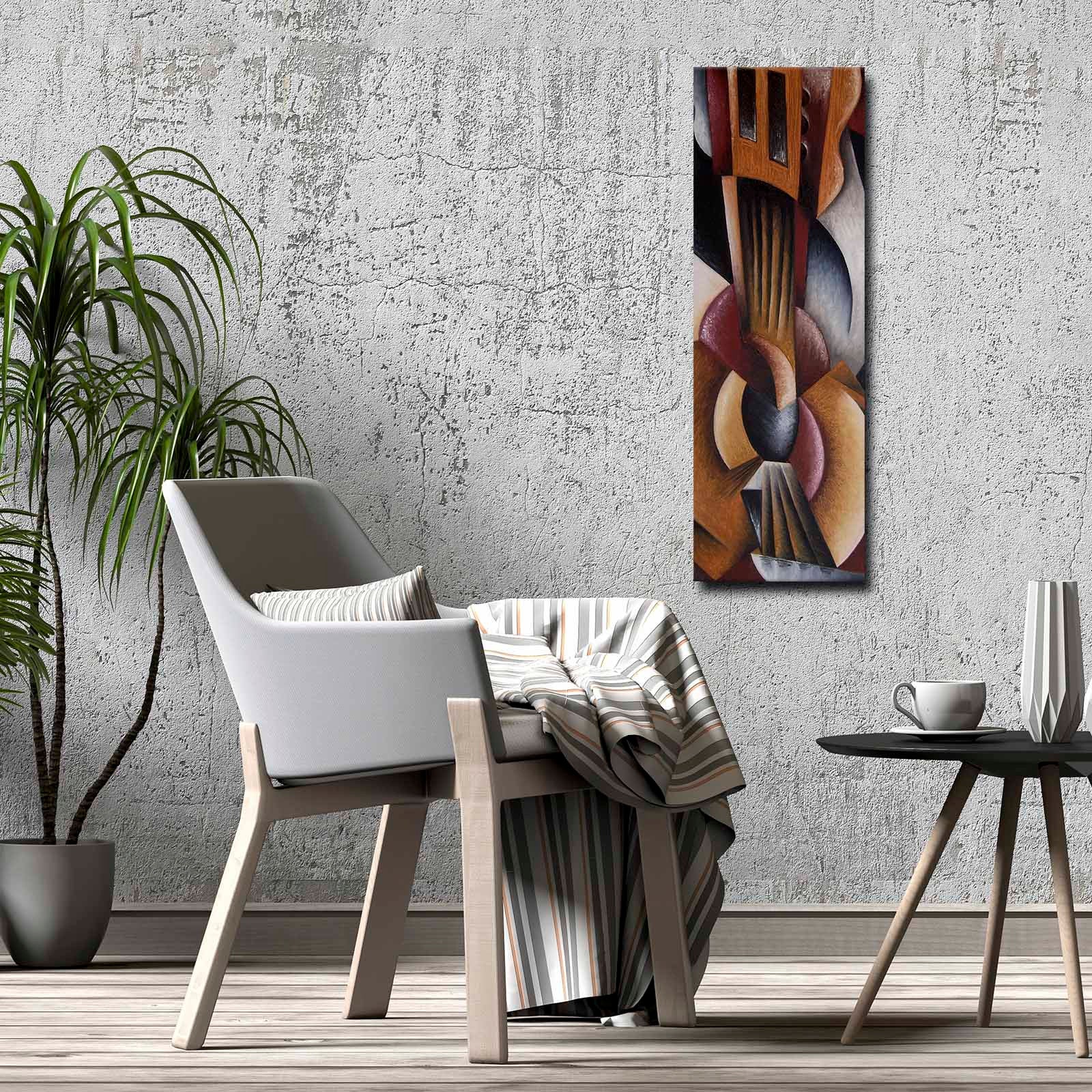 Quadro Decorativo em Tela Multicolor 30x90cm com Moldura de Pinho - Arte Moderna para Decoração de Interiores