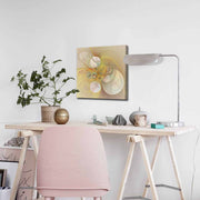 Quadro Decorativo em Tela 45x45cm - Pintura Multicolor com Moldura de Pinho Natural