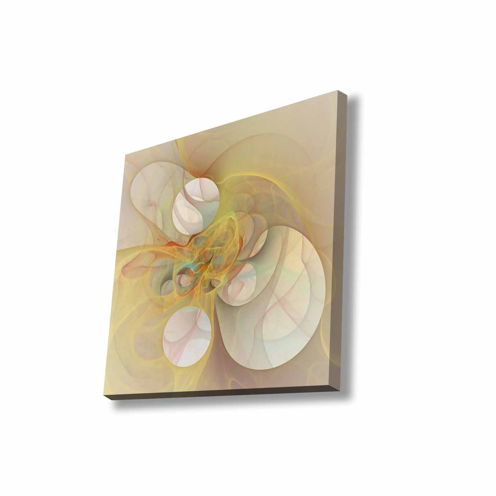 Quadro Decorativo em Tela 45x45cm - Pintura Multicolor com Moldura de Pinho Natural