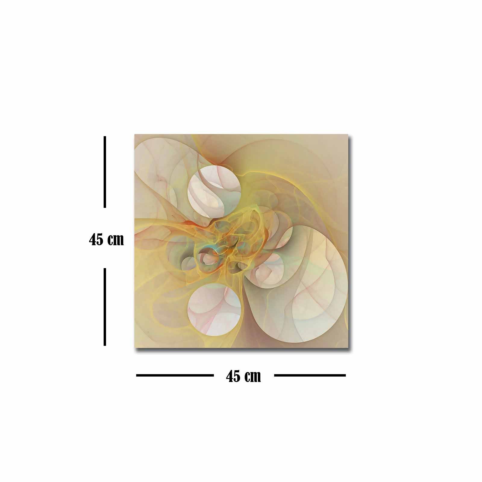 Quadro Decorativo em Tela 45x45cm - Pintura Multicolor com Moldura de Pinho Natural