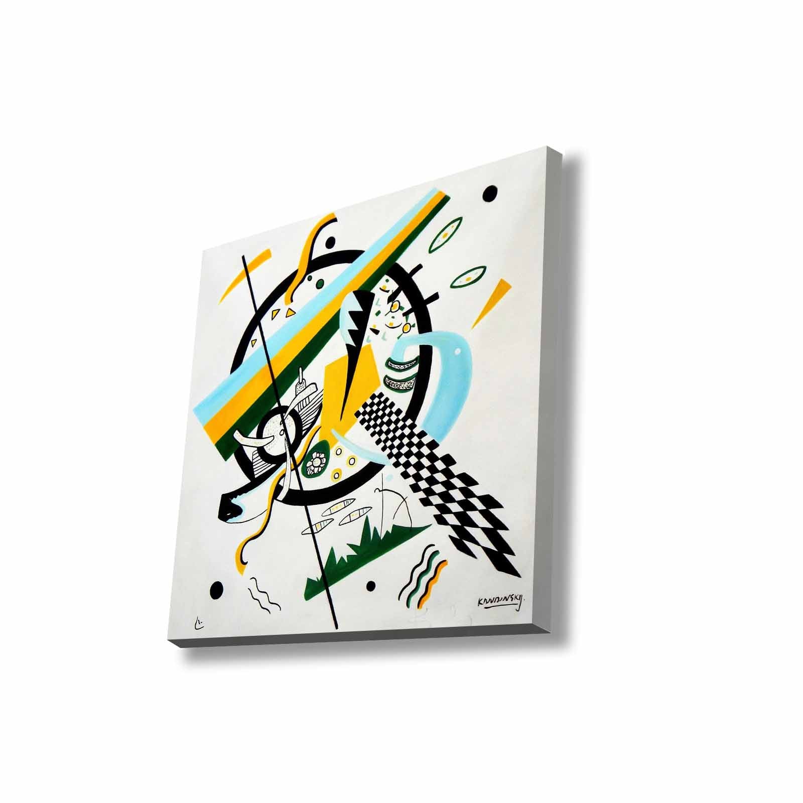 Quadro Decorativo em Tela 45x45cm - Pintura Multicolor com Moldura de Pinho Natural