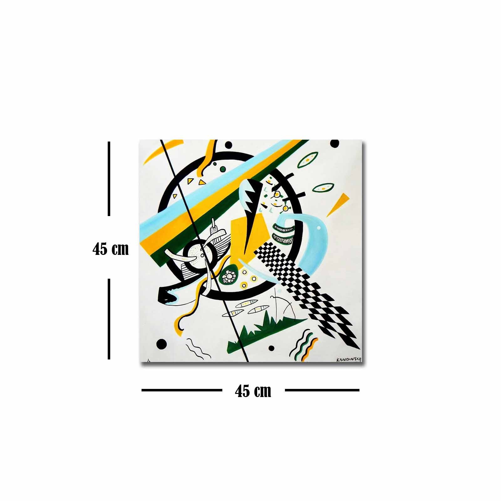 Quadro Decorativo em Tela 45x45cm - Pintura Multicolor com Moldura de Pinho Natural