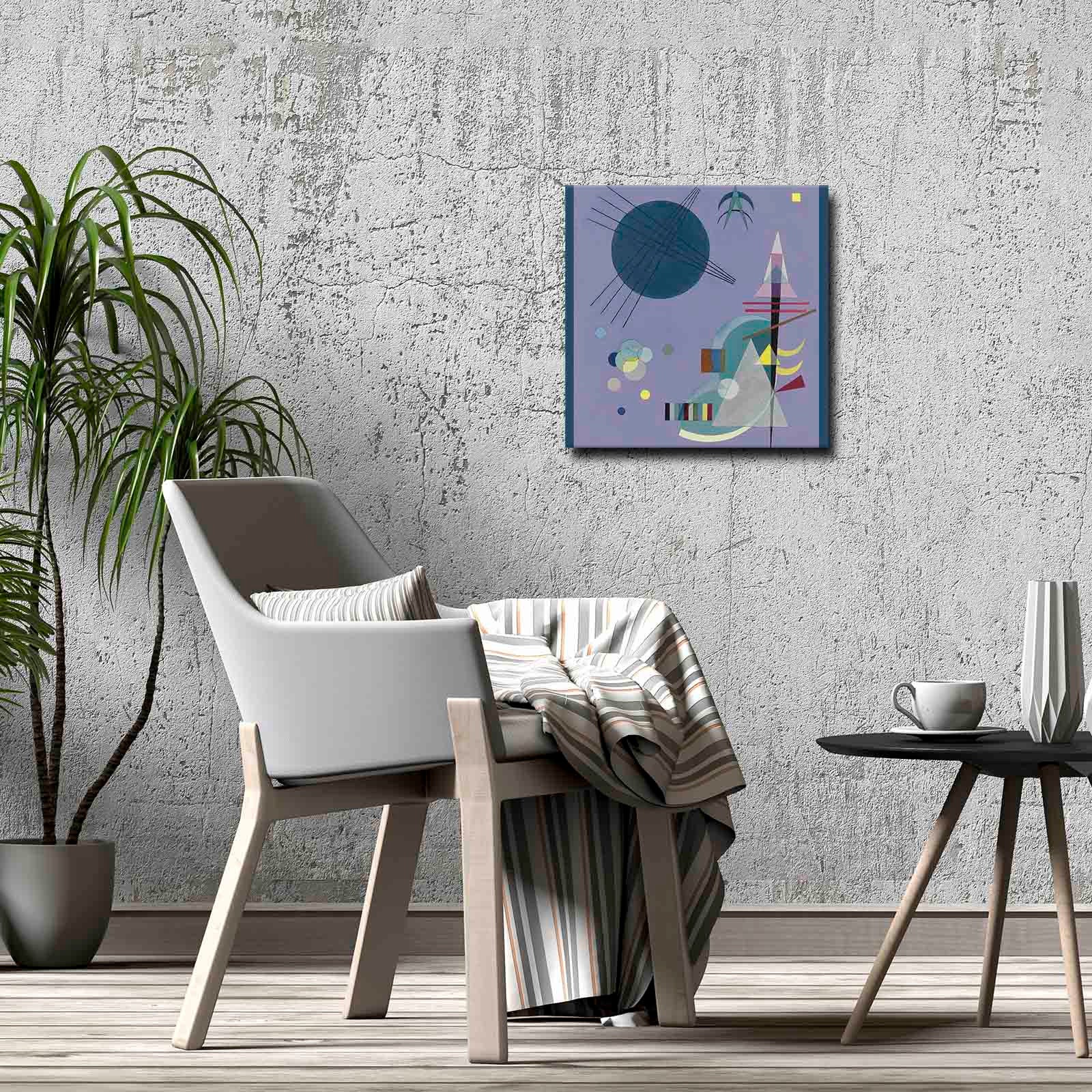 Quadro Decorativo em Tela 45x45cm - Pintura Multicolor com Moldura de Pinho Natural