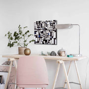 Quadro Decorativo em Tela 45x45cm - Pintura Multicolor com Moldura de Pinho Natural