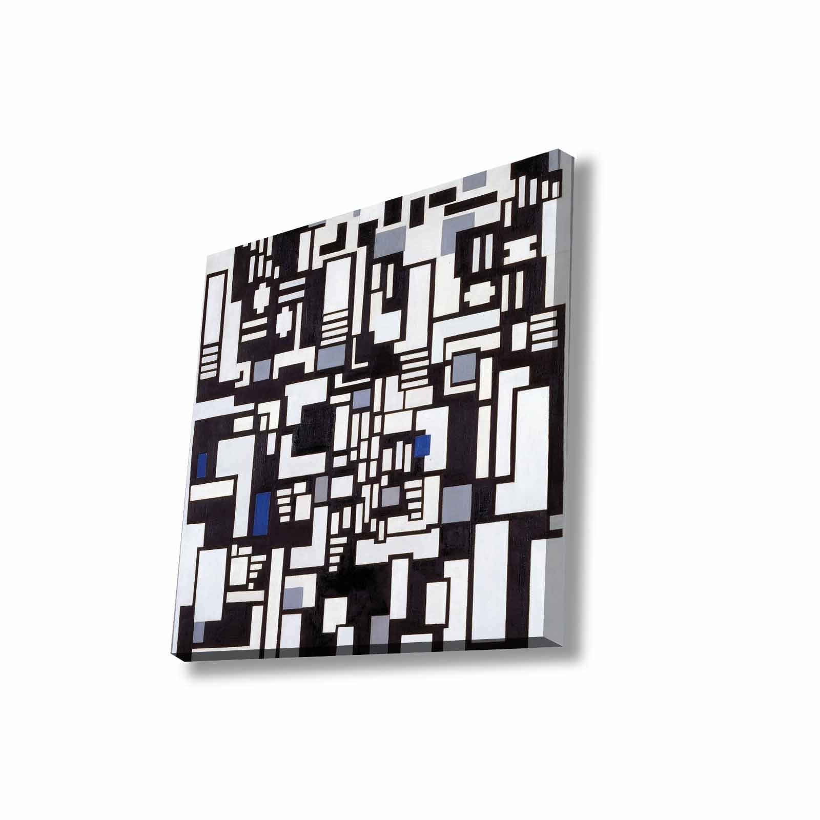 Quadro Decorativo em Tela 45x45cm - Pintura Multicolor com Moldura de Pinho Natural