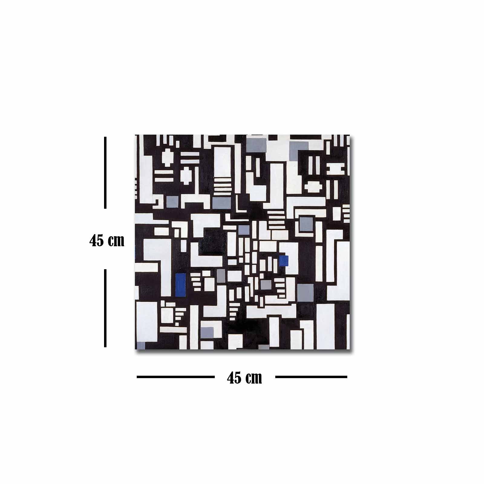 Quadro Decorativo em Tela 45x45cm - Pintura Multicolor com Moldura de Pinho Natural