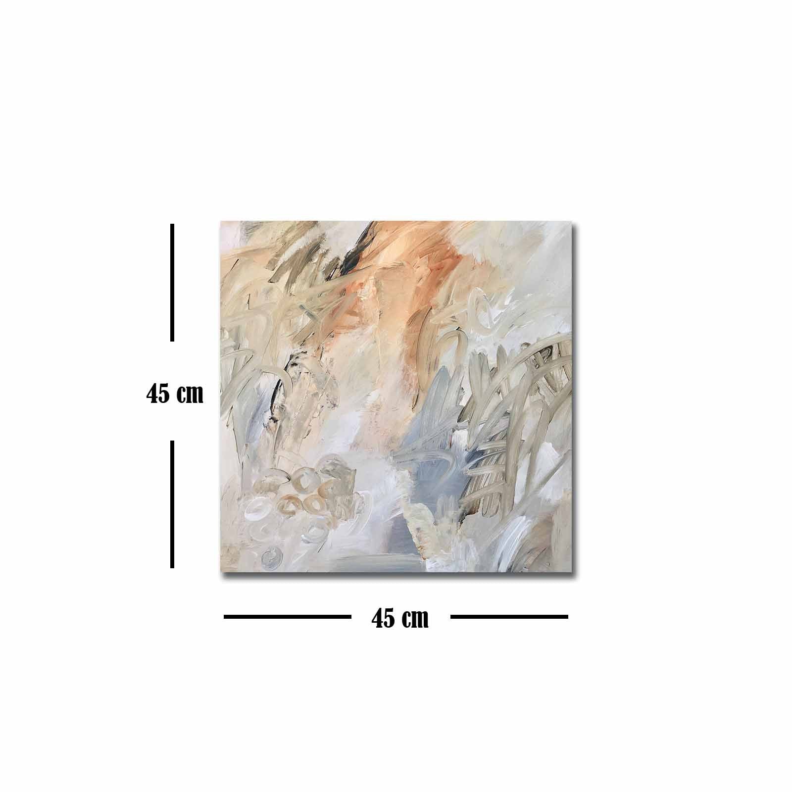 Quadro Decorativo em Tela 45x45cm - Pintura Multicolor com Moldura de Pinho Natural